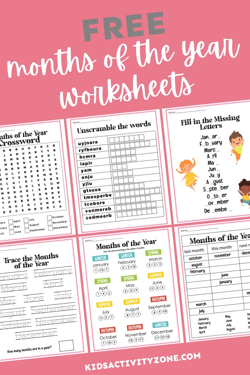 Months of the Year Worksheets - Featured Image