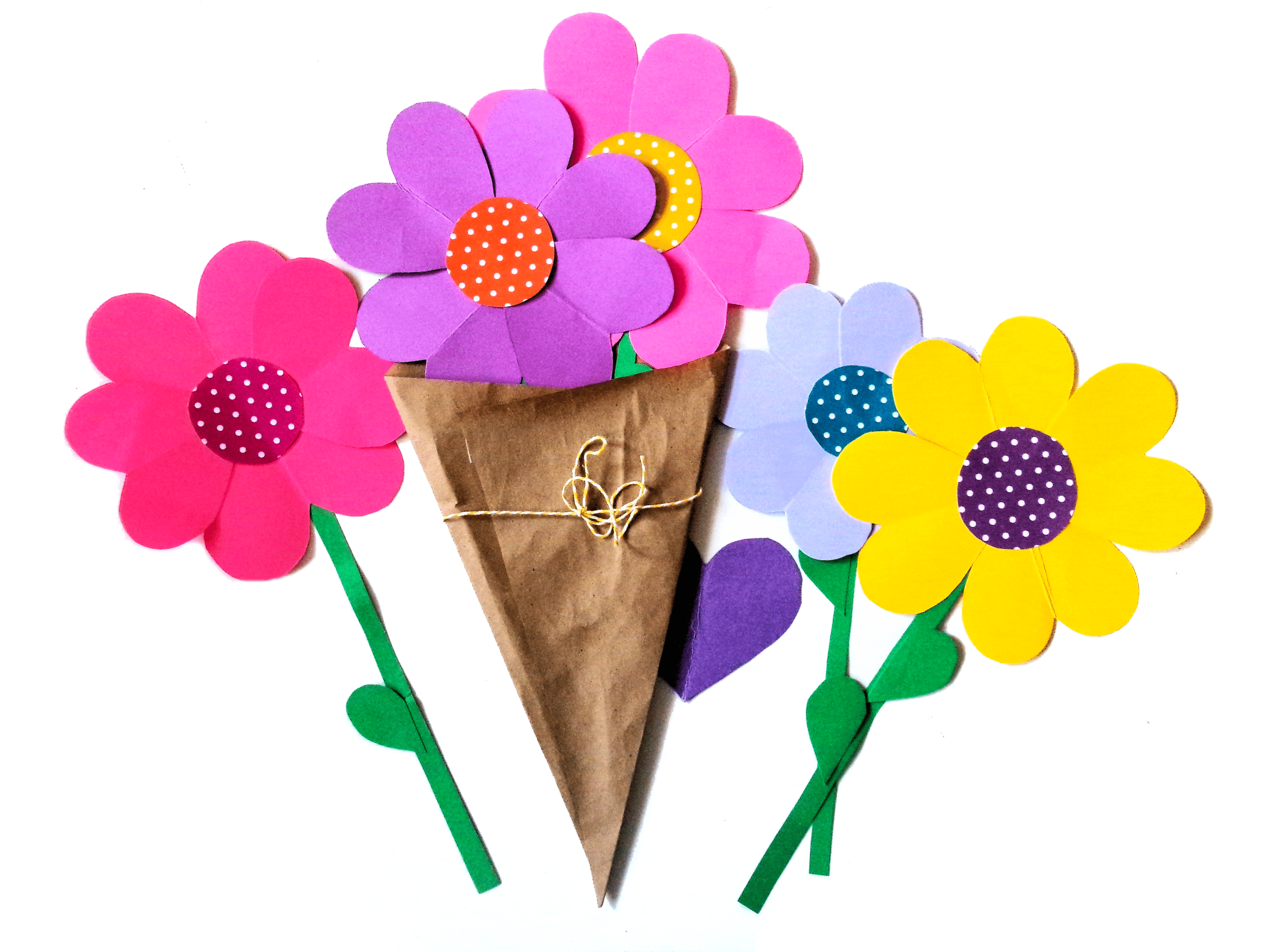 Bouquet of flowers with a few extra outside of the wrap.
