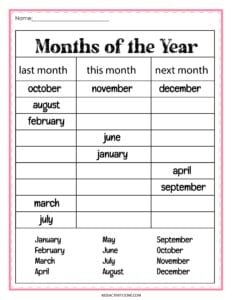 Months of the Year Worksheets - Kids Activity Zone