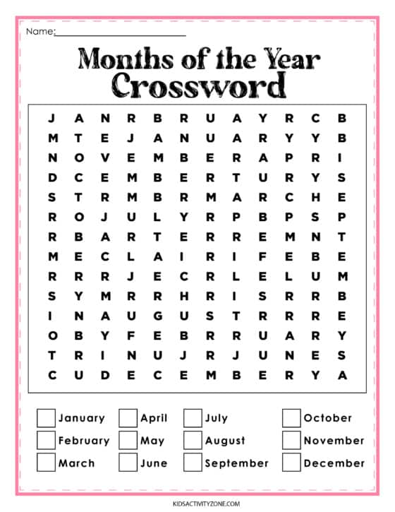Months of the Year Worksheets - Kids Activity Zone