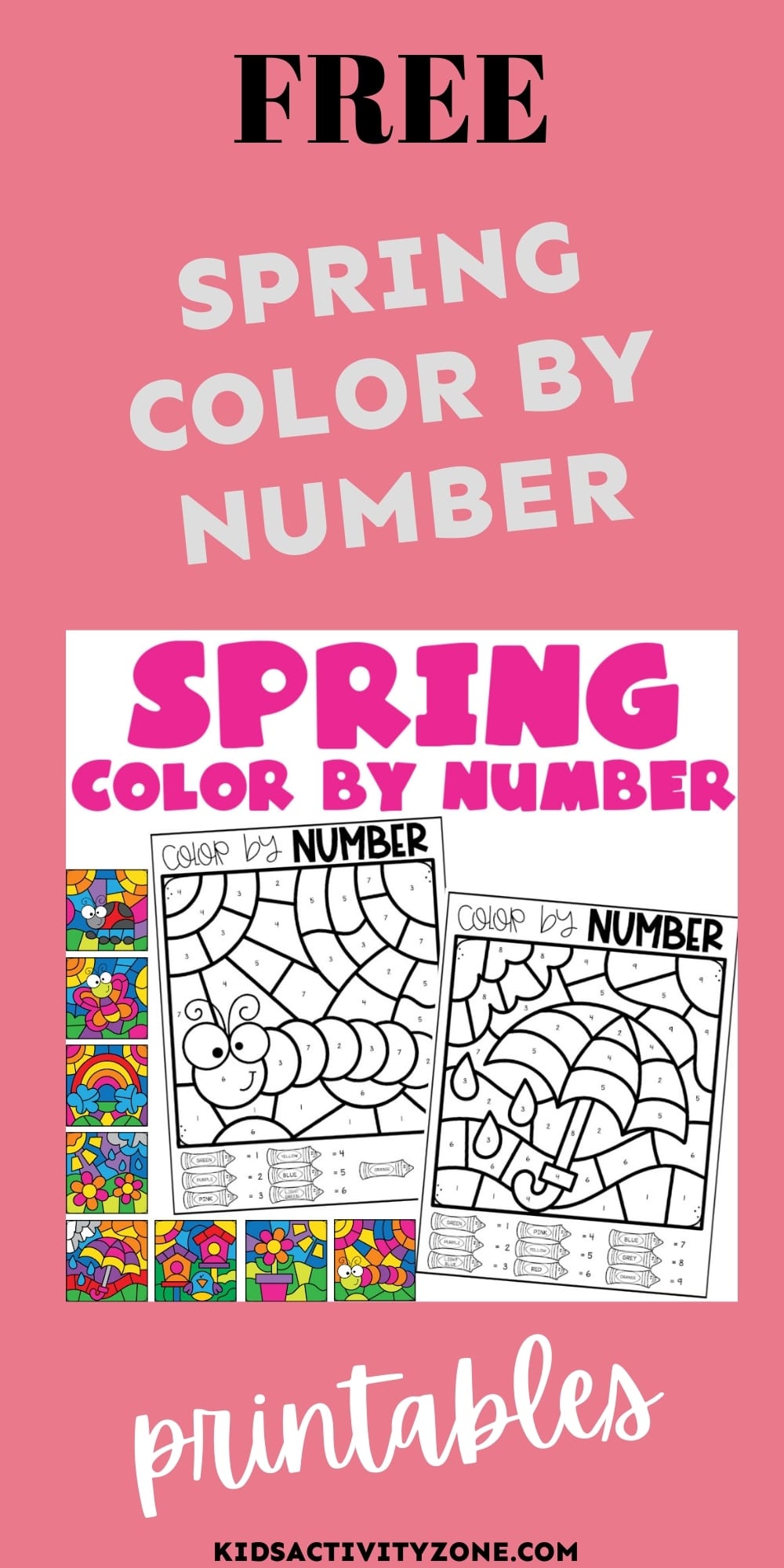 Get your kids excited for spring with these educational and fun spring color by number printables. Practice counting, number recognition, and fine motor skills while creating beautiful spring-themed pictures. Grab these free coloring pages today!