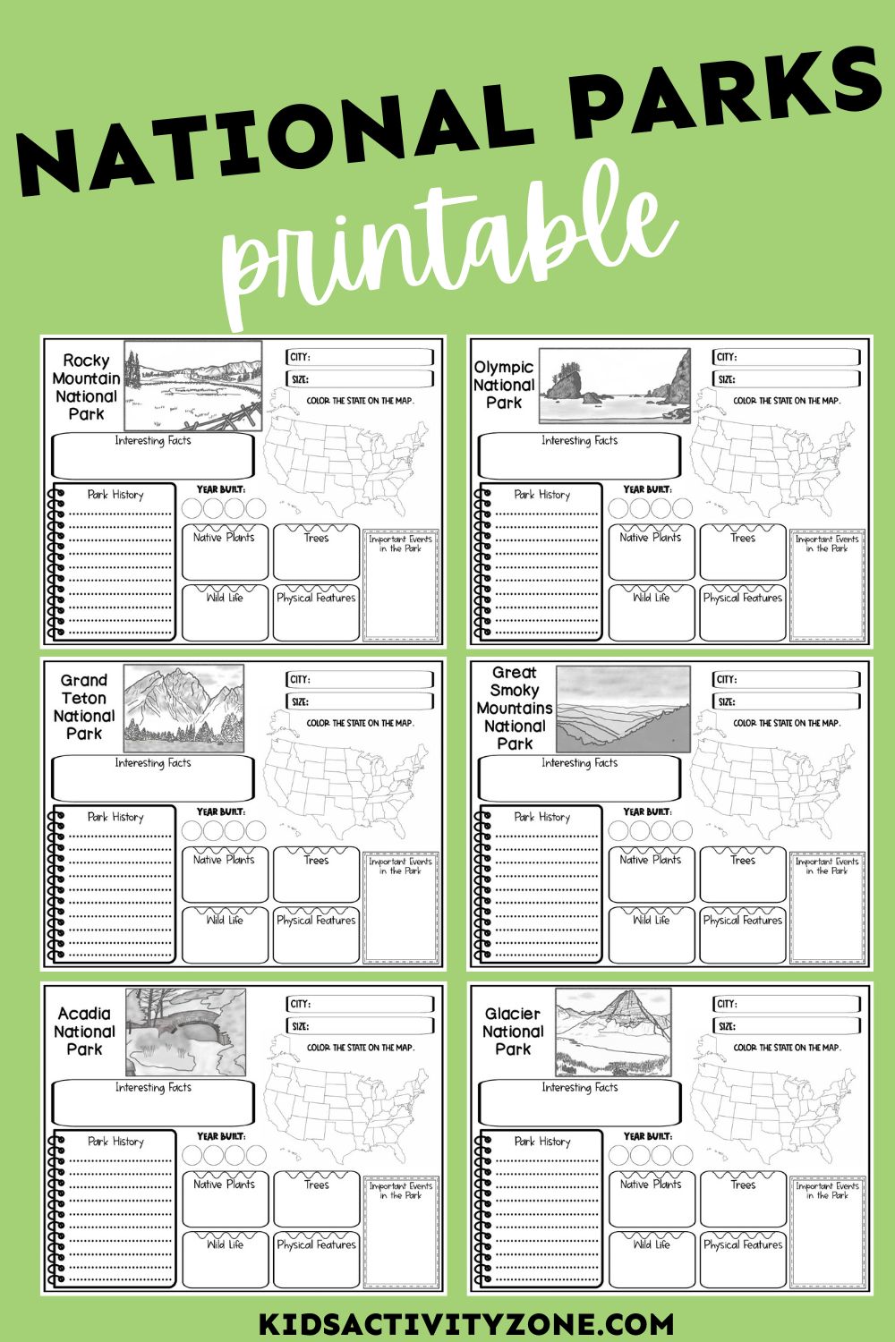 National Parks Worksheets - Kids Activity Zone for Free Printable Pdf Map Of National Parks