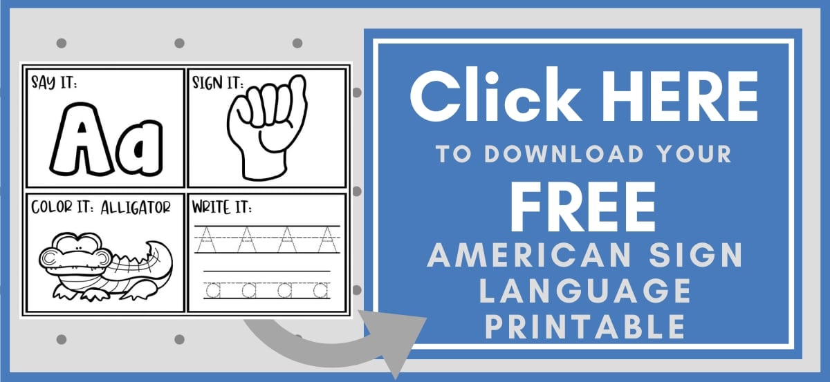 American Sign Language Printable Button