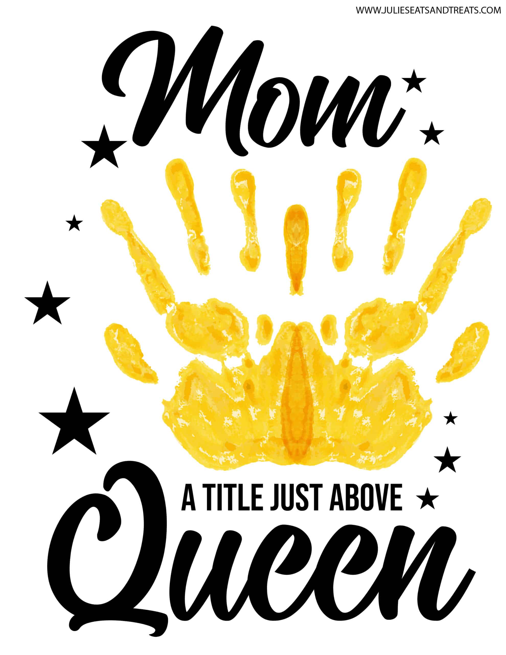 Mom A Title Just above Queen Handprint Printable