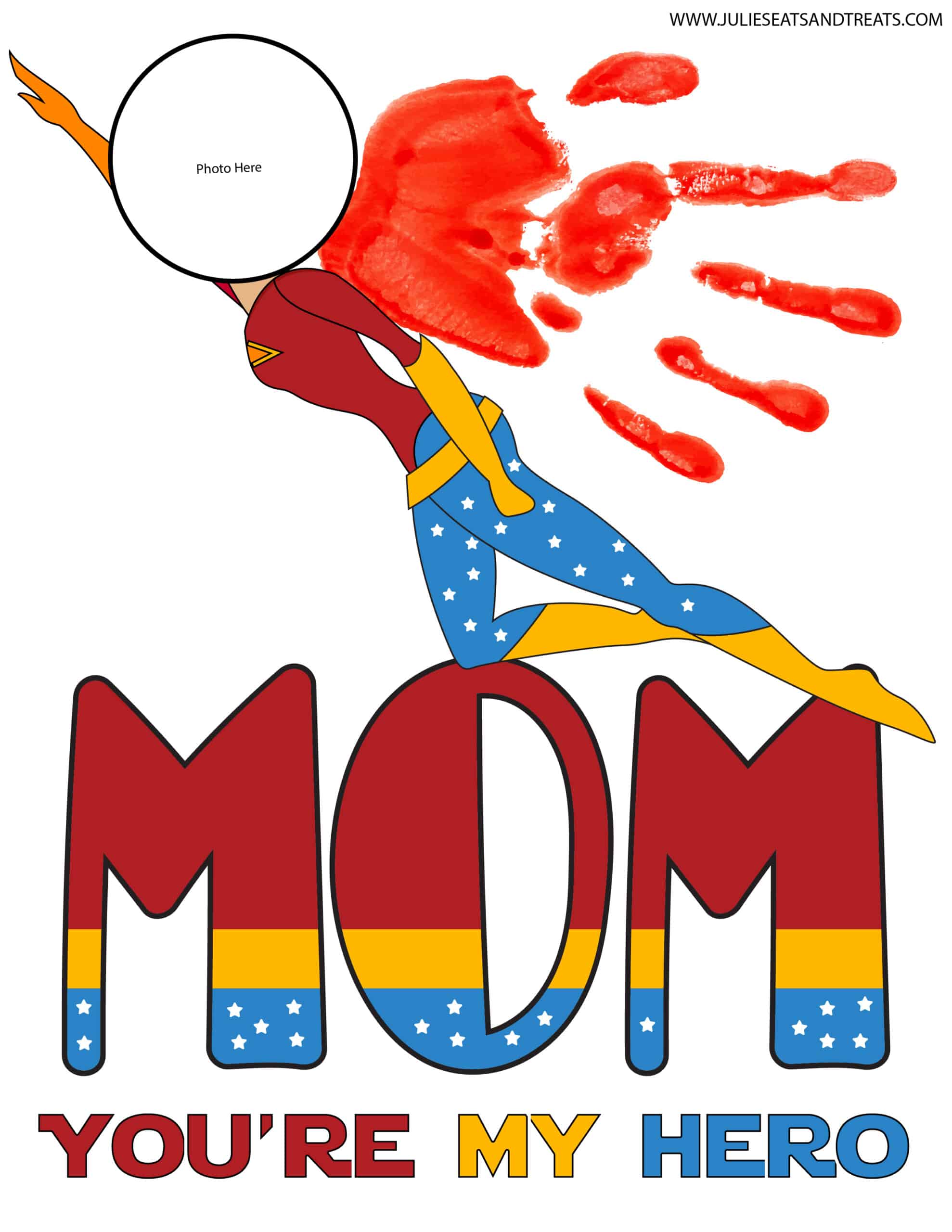 Mom You're My Hero Handprint Printable