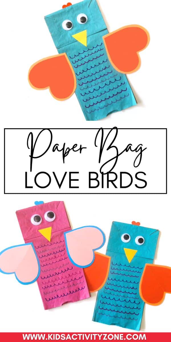 Make this adorable Paper Bag Love Birds craft with your kids when you are looking for an easy activity for them. With super simple directions and supplies this is an easy craft for kids!
