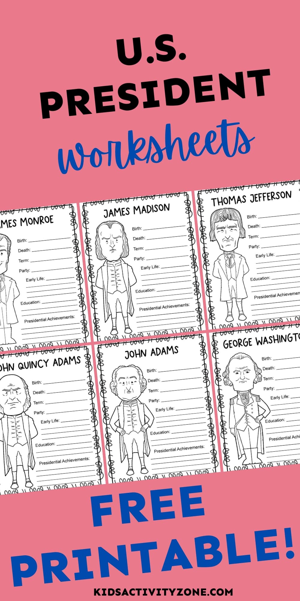 Free Printable United States President Worksheets serve as an excellent addition to any curriculum focusing on the nation's Presidents. For each President, there's a worksheet where students can document key details such as the President's birthdate, date of death, term in office, political affiliation, as well as insights into their early life, educational background, and notable accomplishments during their presidency.