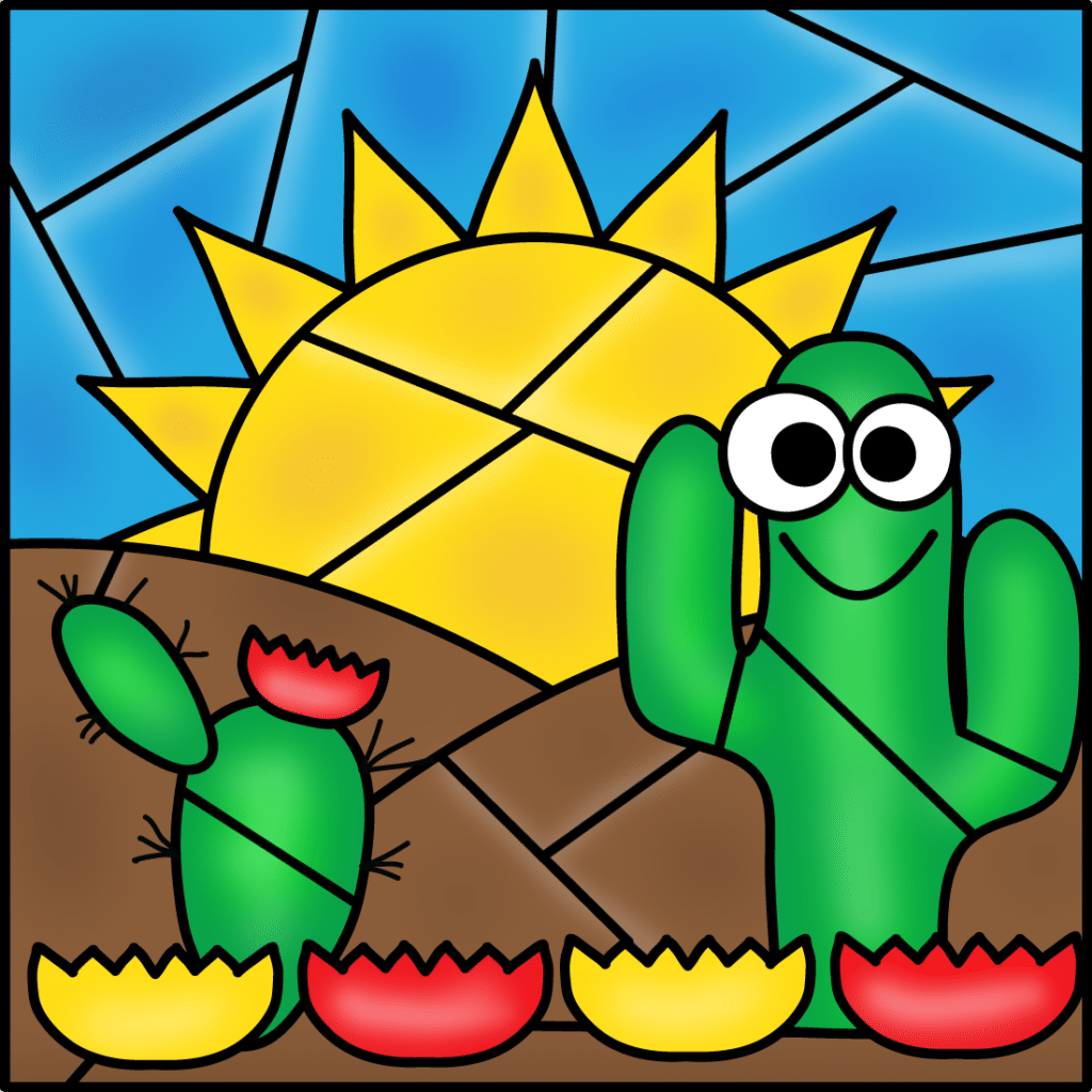 Colored in Cactus on Color by Number