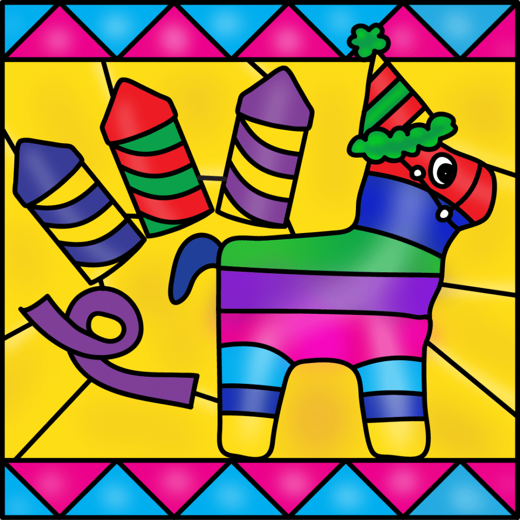 Colored in Pinata on Color by Number