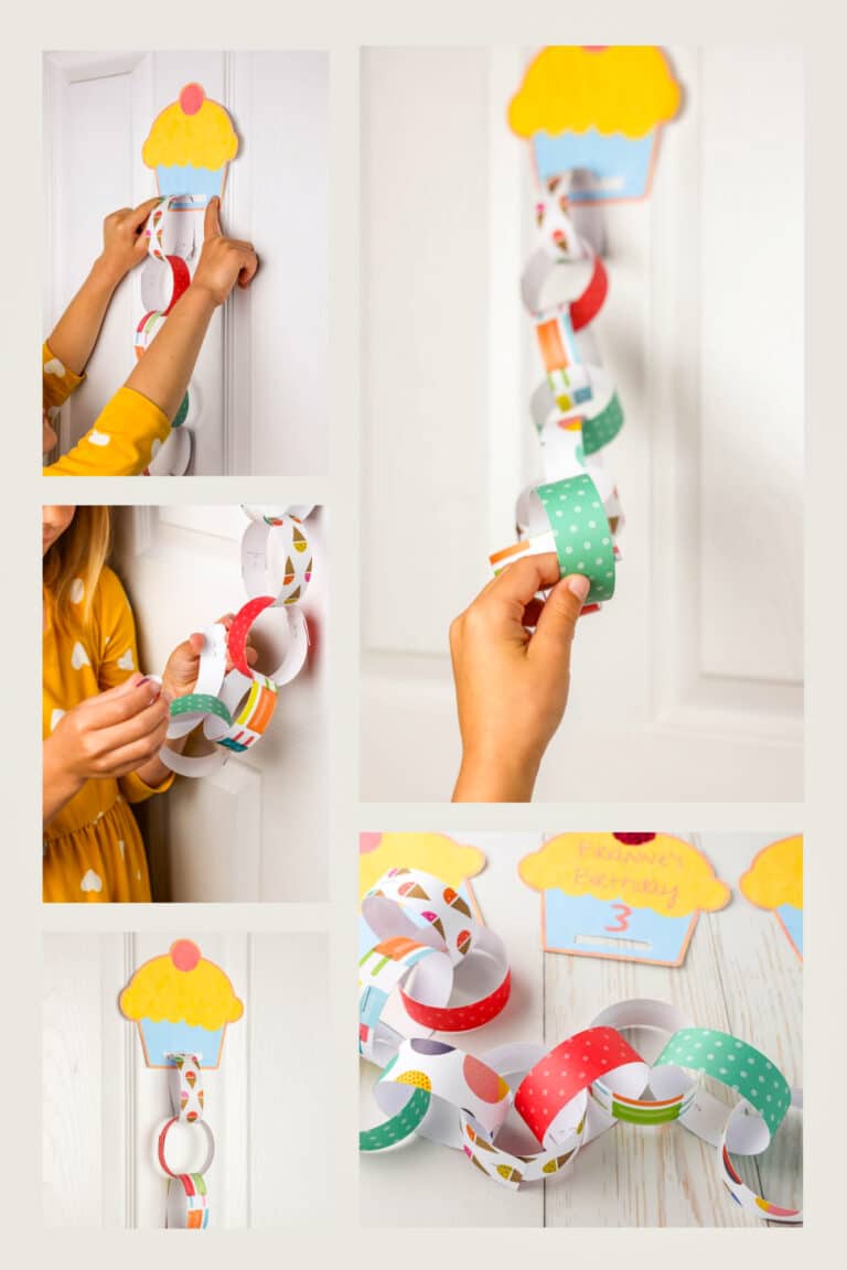 Many different photos of a countdown chain.