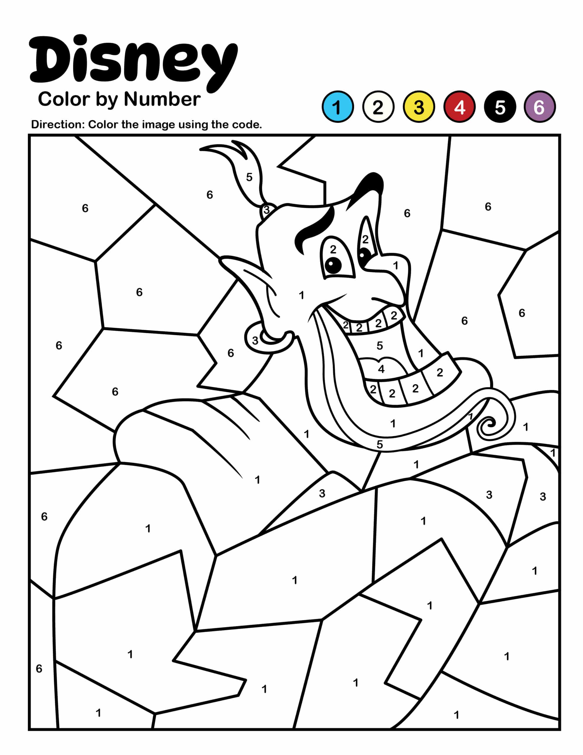Aladdin Color by Number Printable