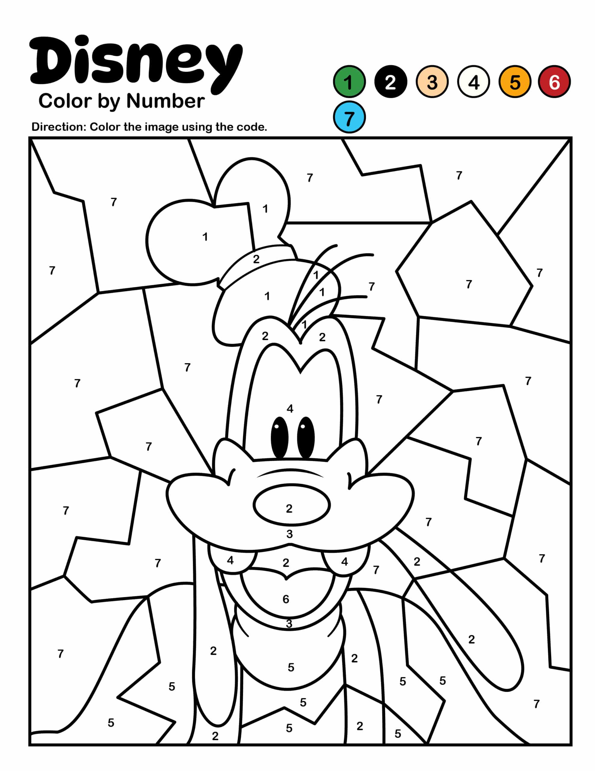Goofy Color by Number Printable