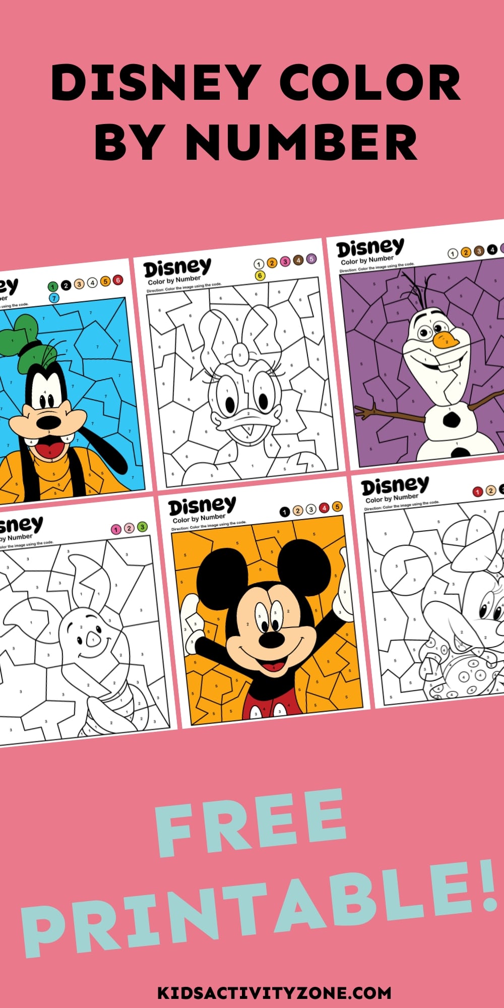 Free Disney ColorbyNumber Pages for Kids Kids Activity Zone