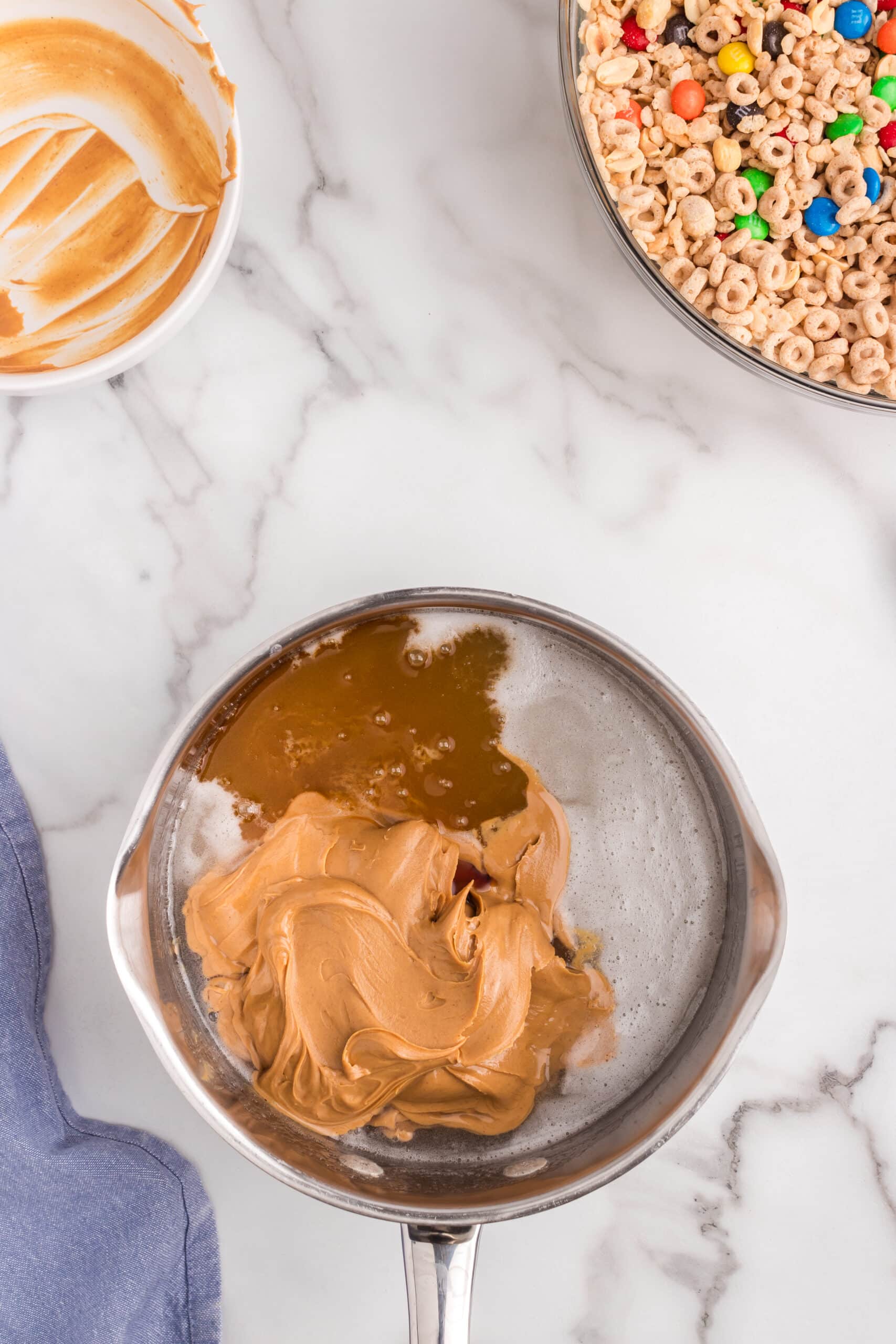 Take off of heat and add in the peanut butter and vanilla.