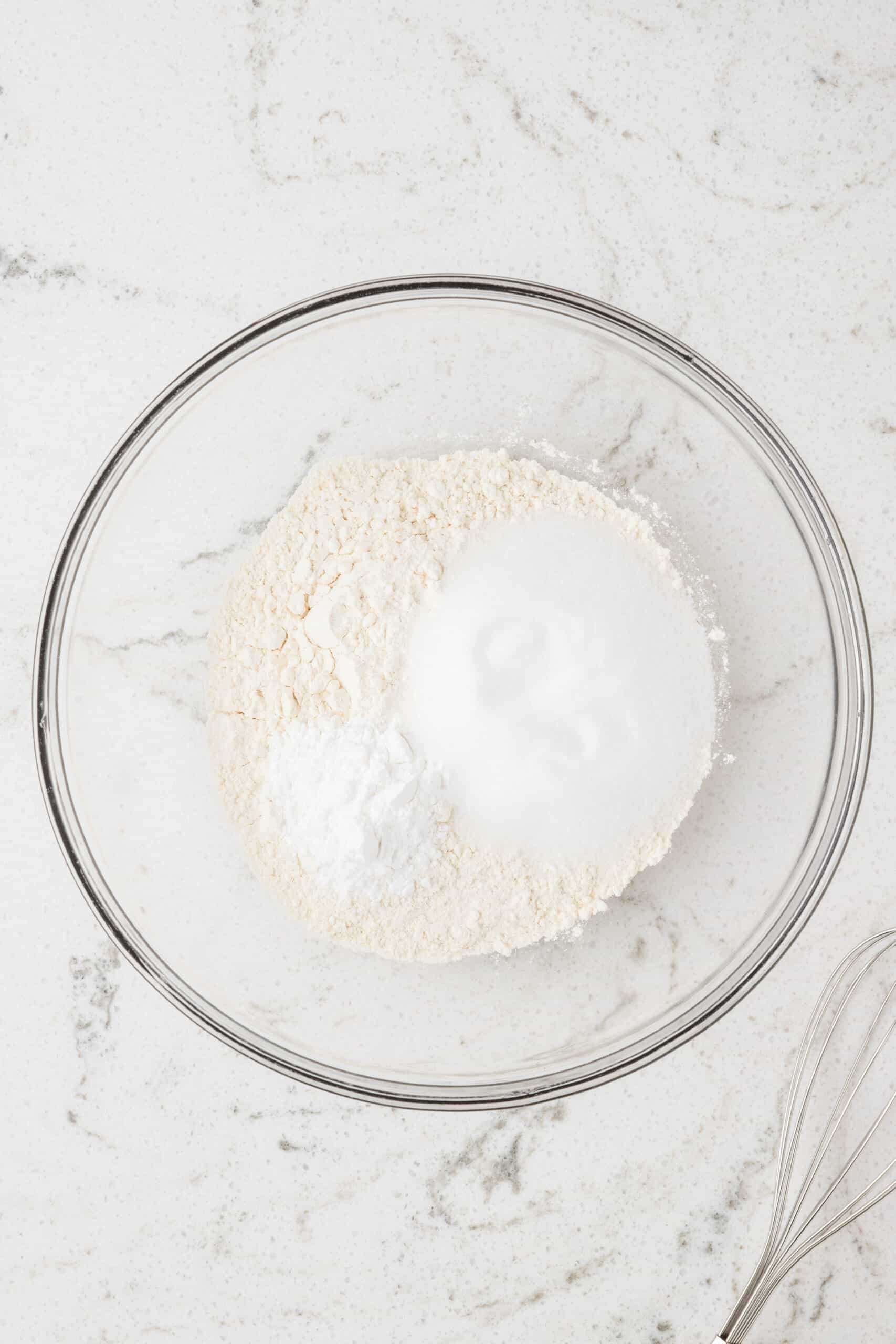 In a Microwave safe bowl combine the flour, salt and cream of tartar using a wooden spoon.