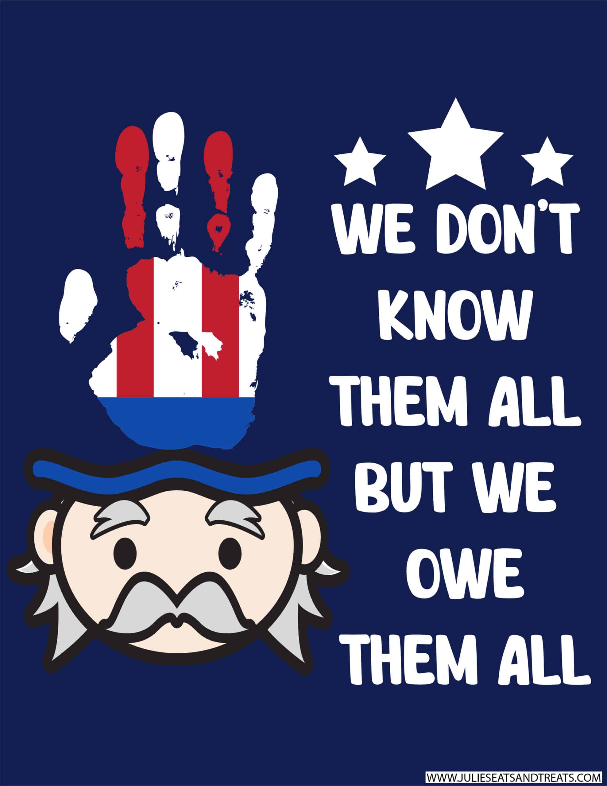 We don't know them all but we owe them all Handprint Printable with Handprint