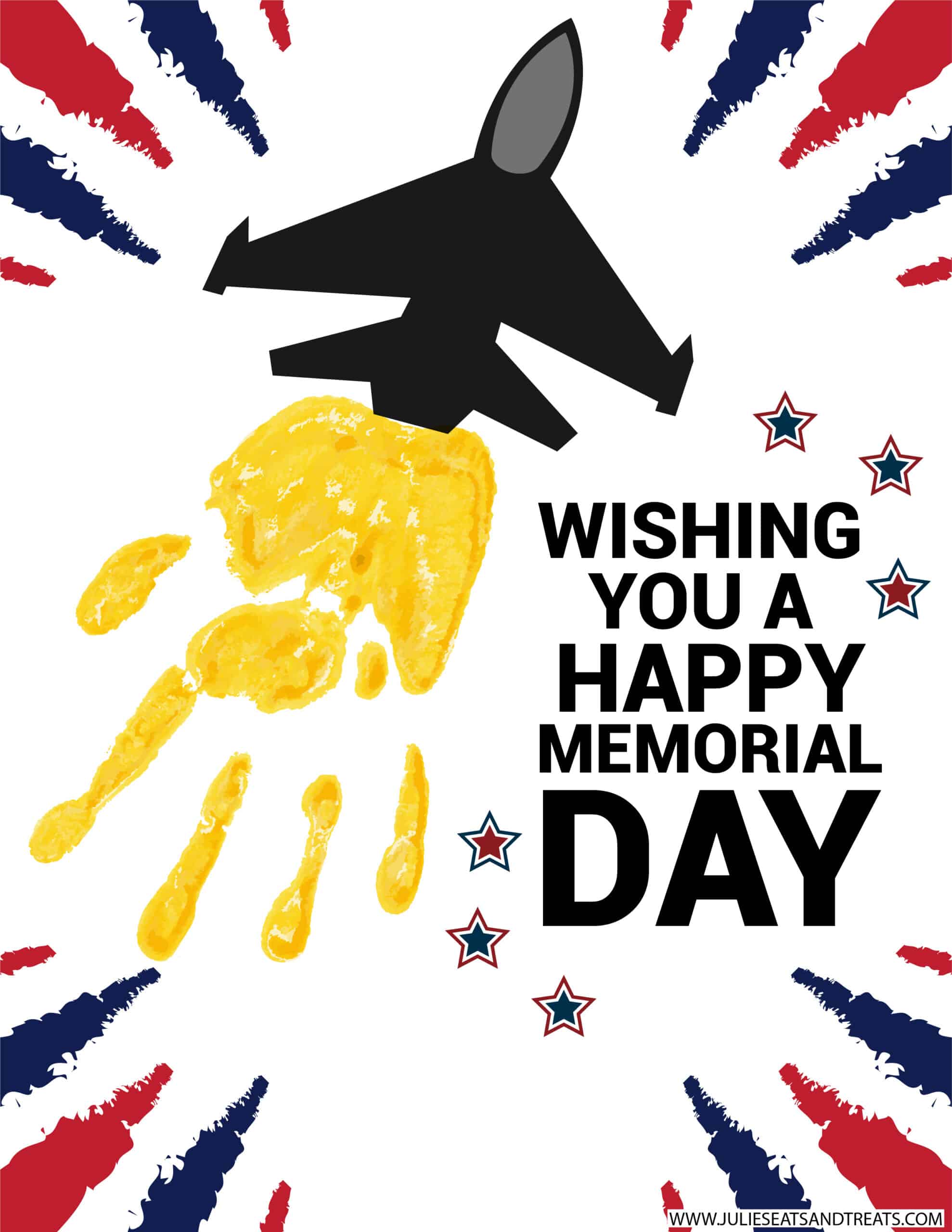 Wishing you a Happy Memorial Day Handprint Printable with Handprint