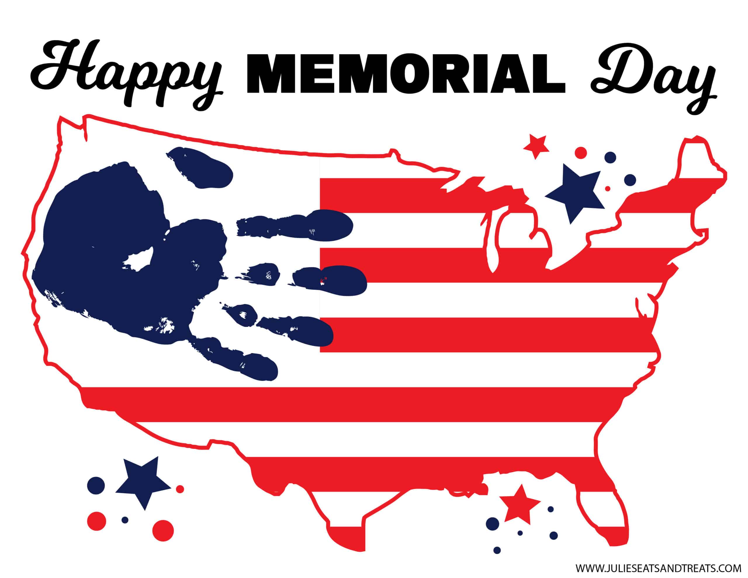 Happy Memorial Day Handprint Printable with Handprint