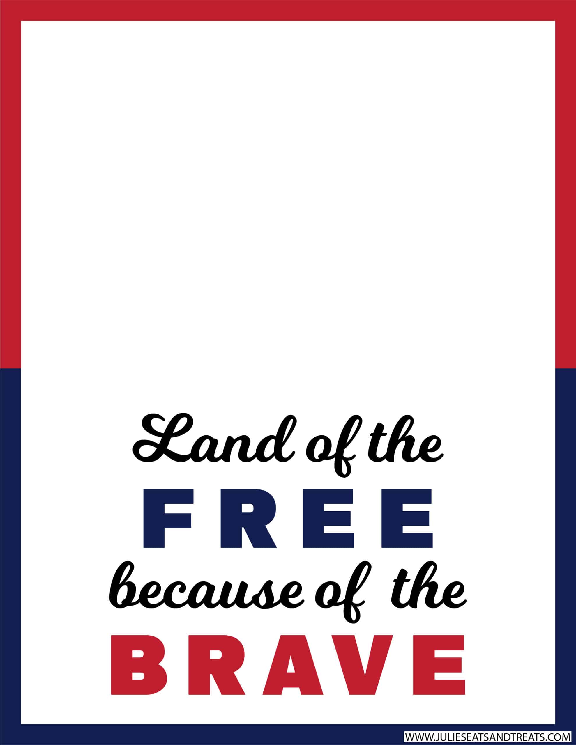 Land of the Free because of the Brave Handprint Printable without Handprint
