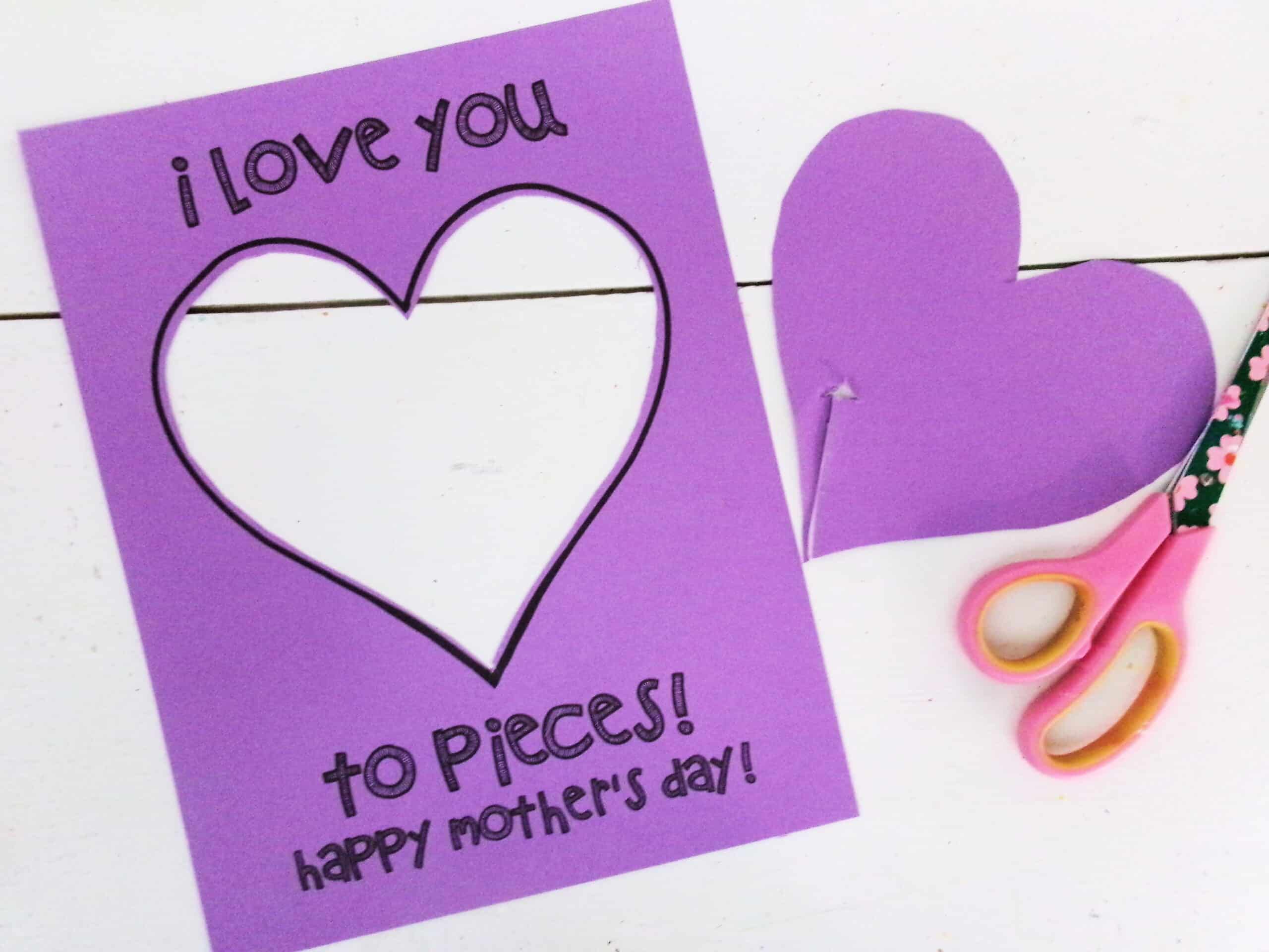 Print off the love you to piece printable and cutting out the heart in the inside to use later.