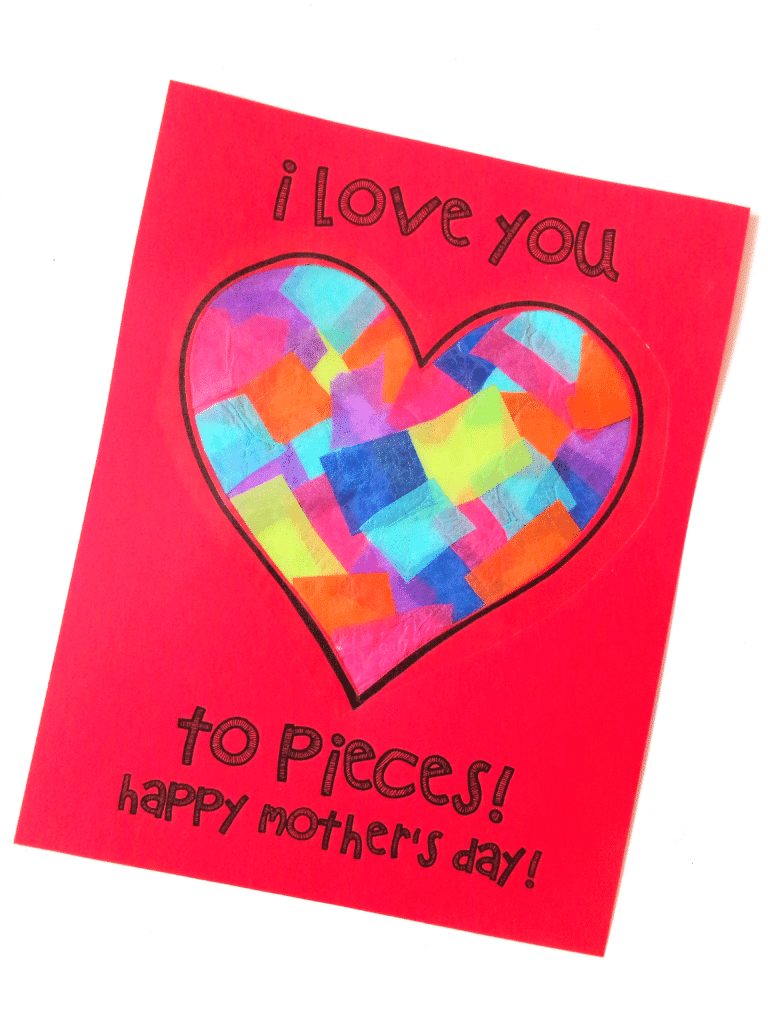One completed red mother's day card.