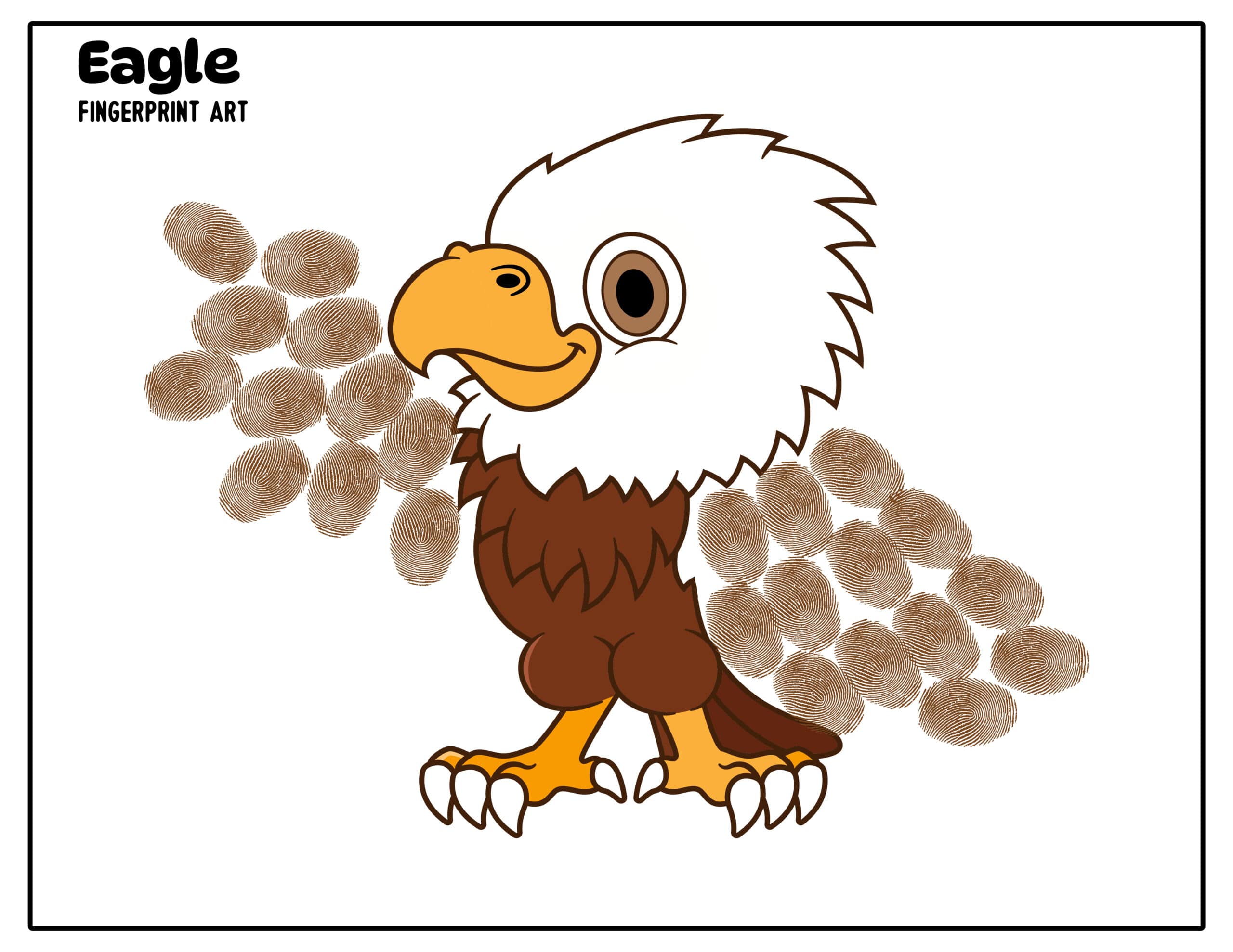 4th of July fingerprint art printable eagle with finger prints