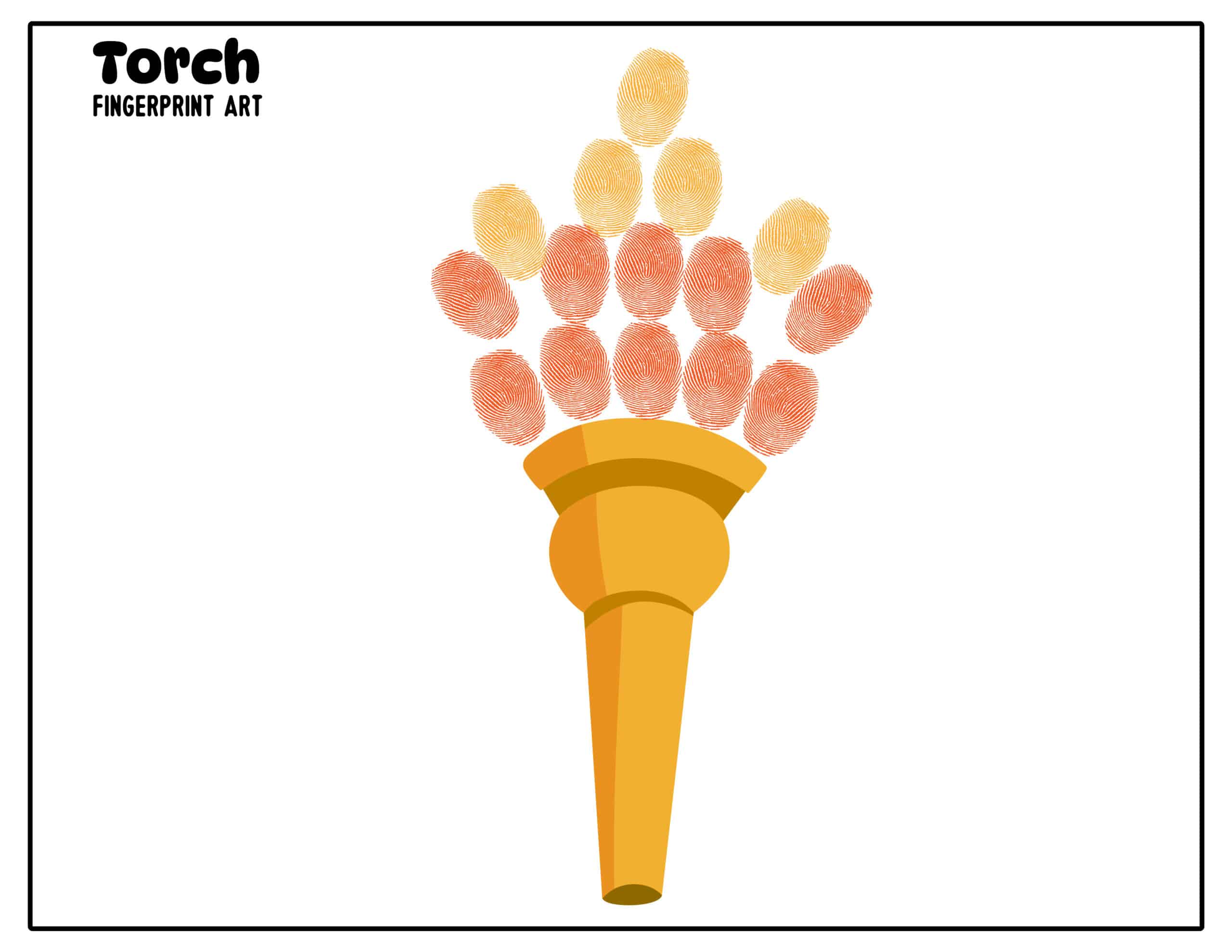 4th of July fingerprint art printable torch with finger prints