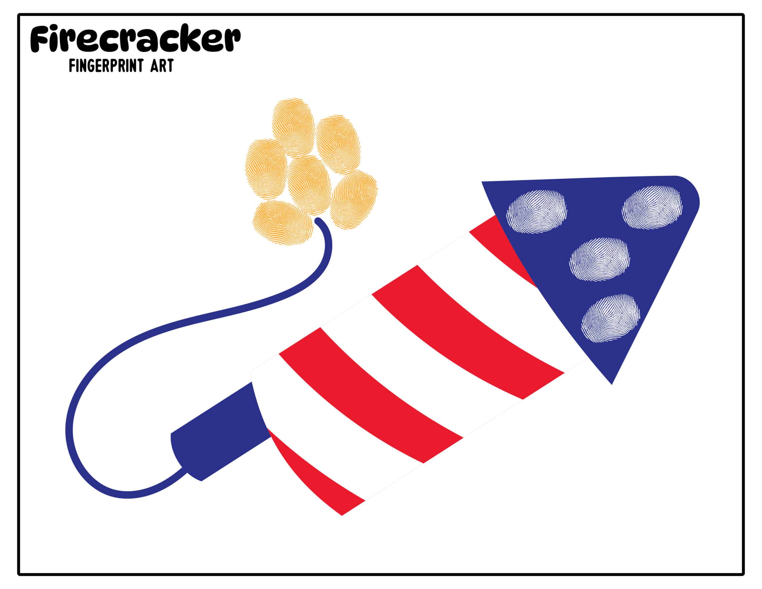 4th of July fingerprint art printable rocket firework with finger prints