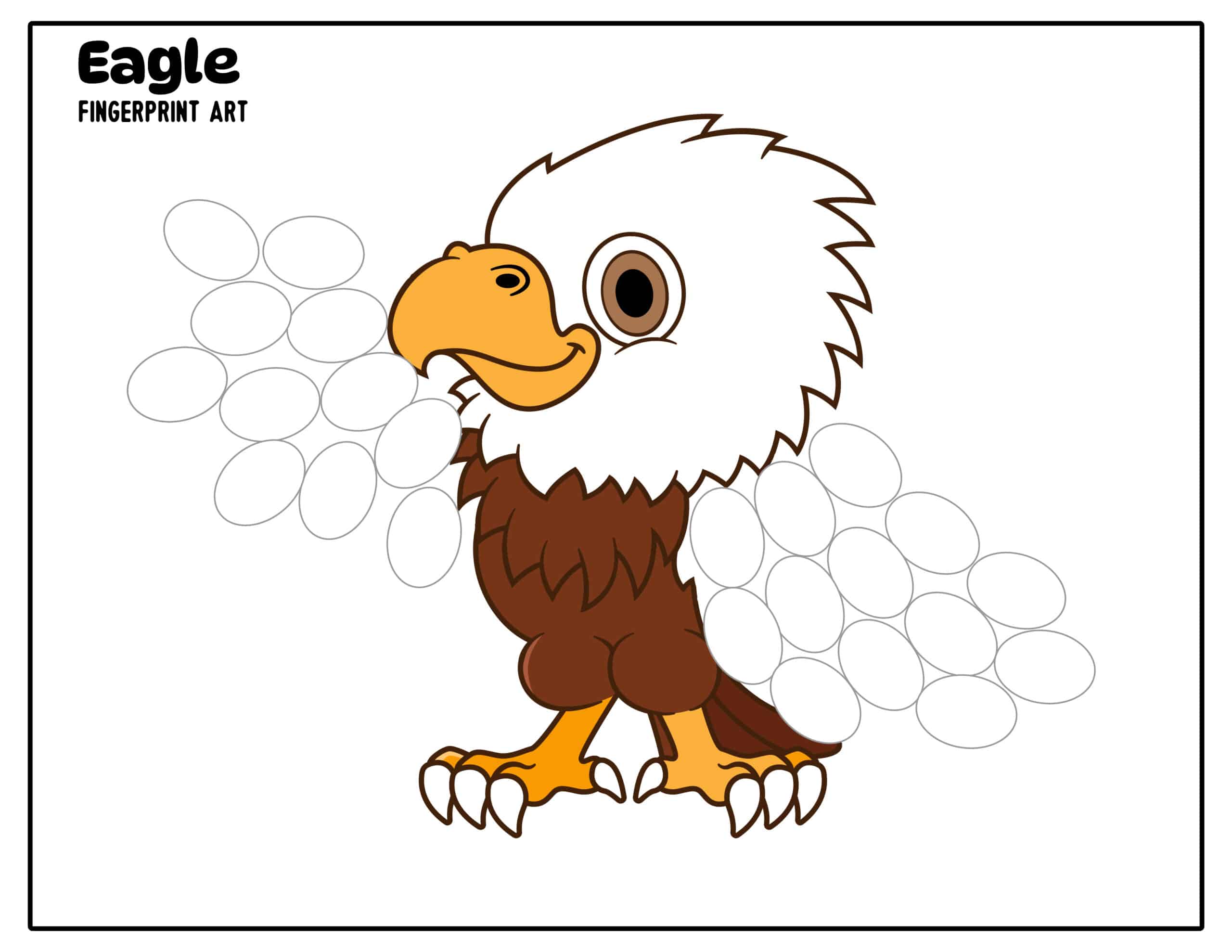 4th of July fingerprint art printable eagle without finger prints