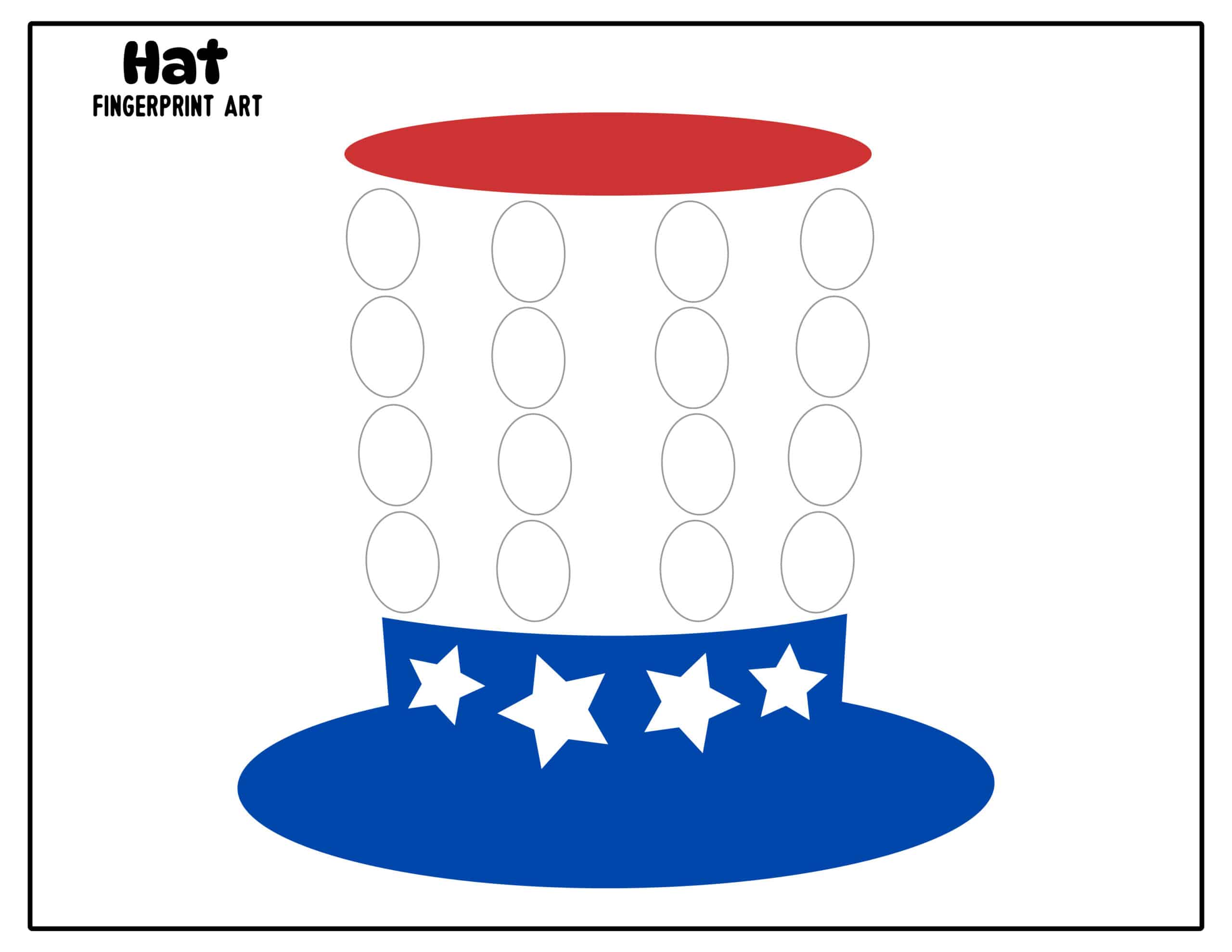 4th of July fingerprint art printable top hat without finger prints