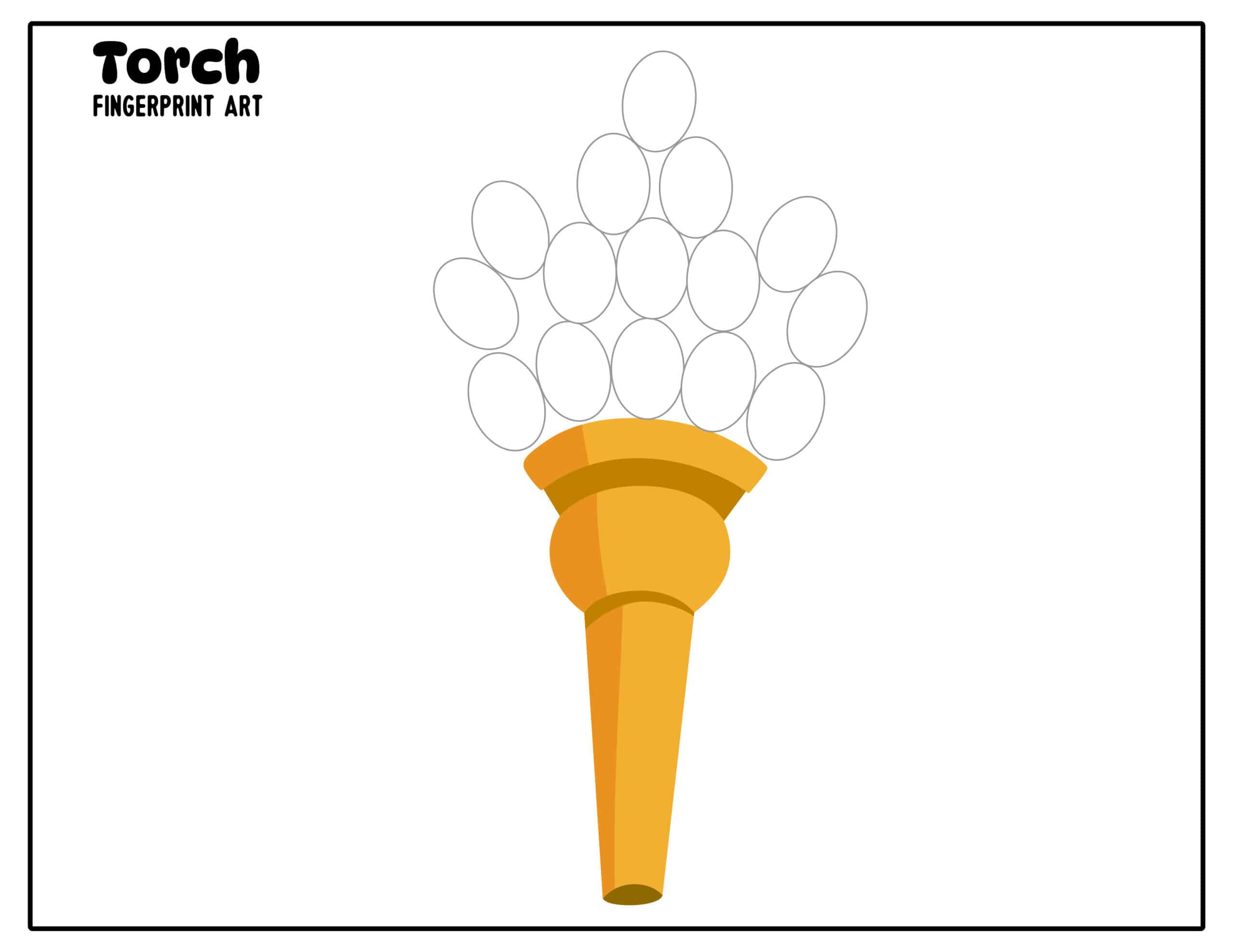 4th of July fingerprint art printable torch without finger prints