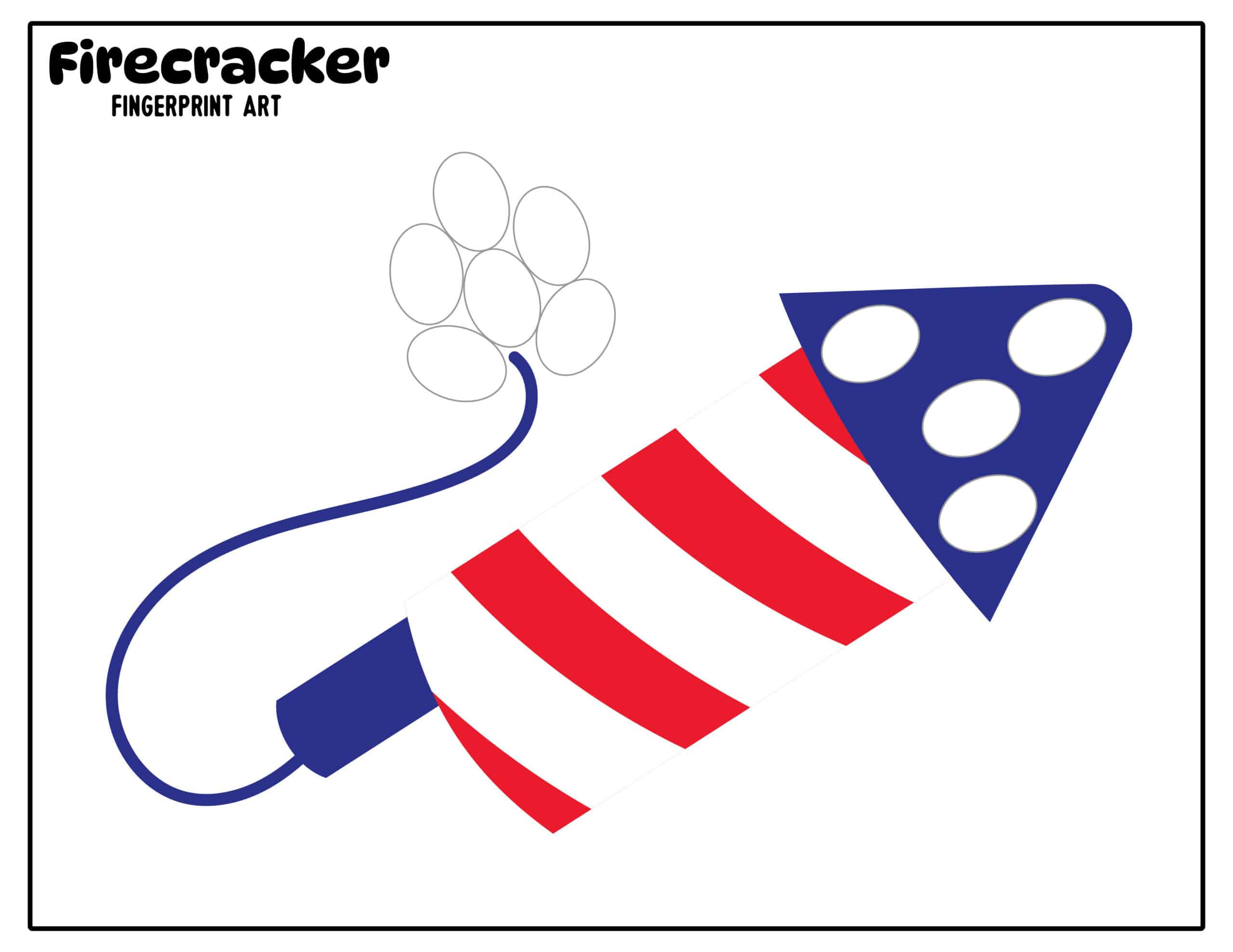 4th of July fingerprint art printable rocket firework without finger prints