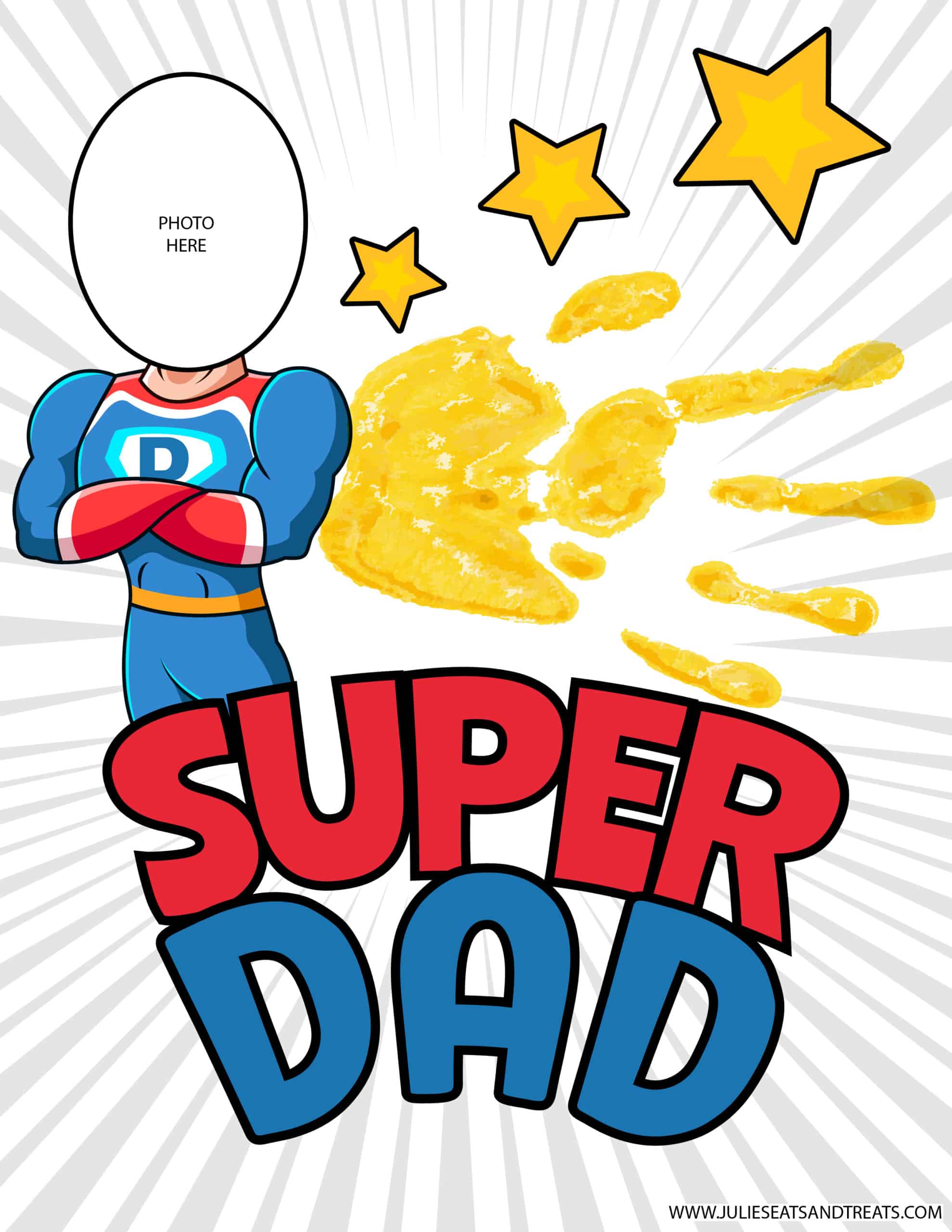 Super Dad Handprint Printable with handprints