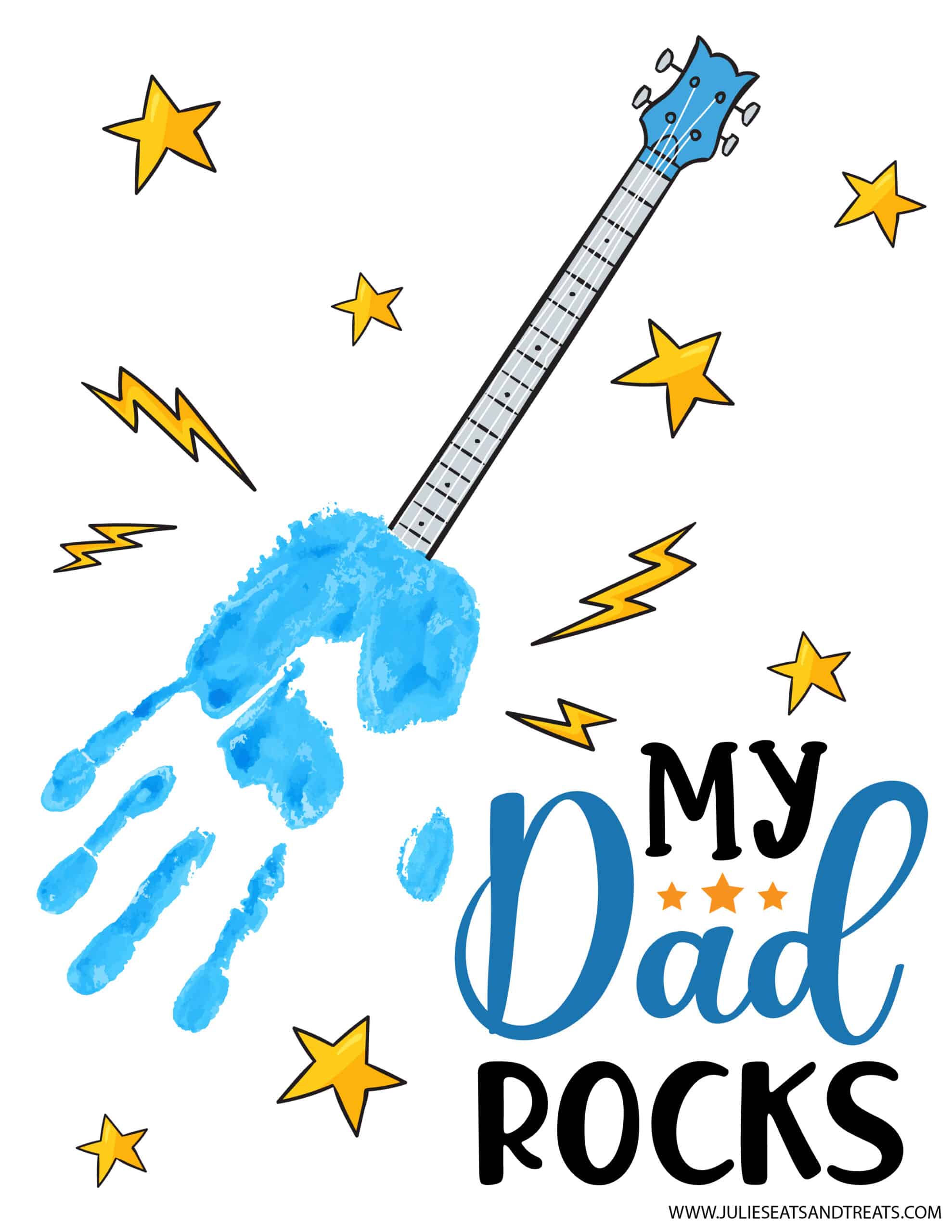 My Dad Rocks Handprint Printable with handprints