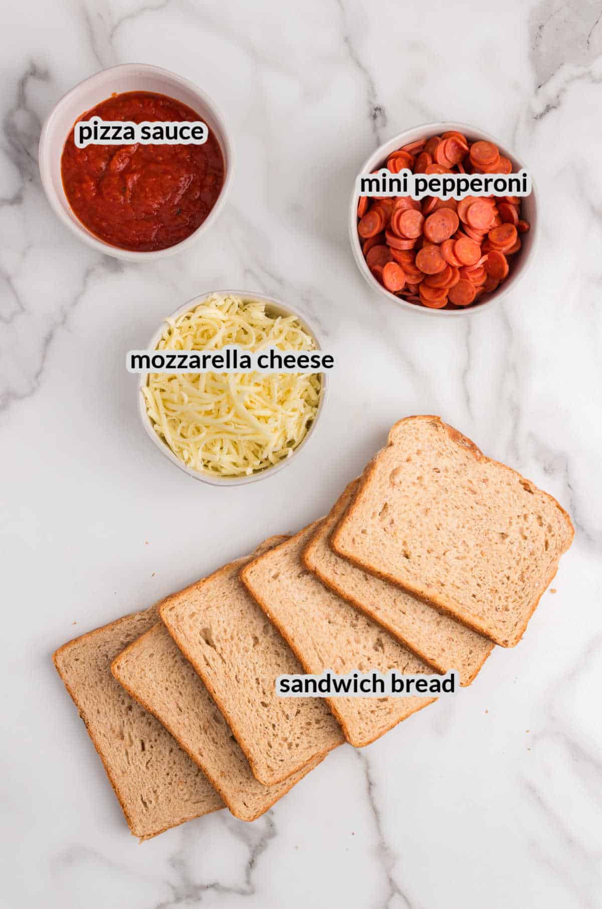 Overhead Image of the Pizza Toast Ingredients