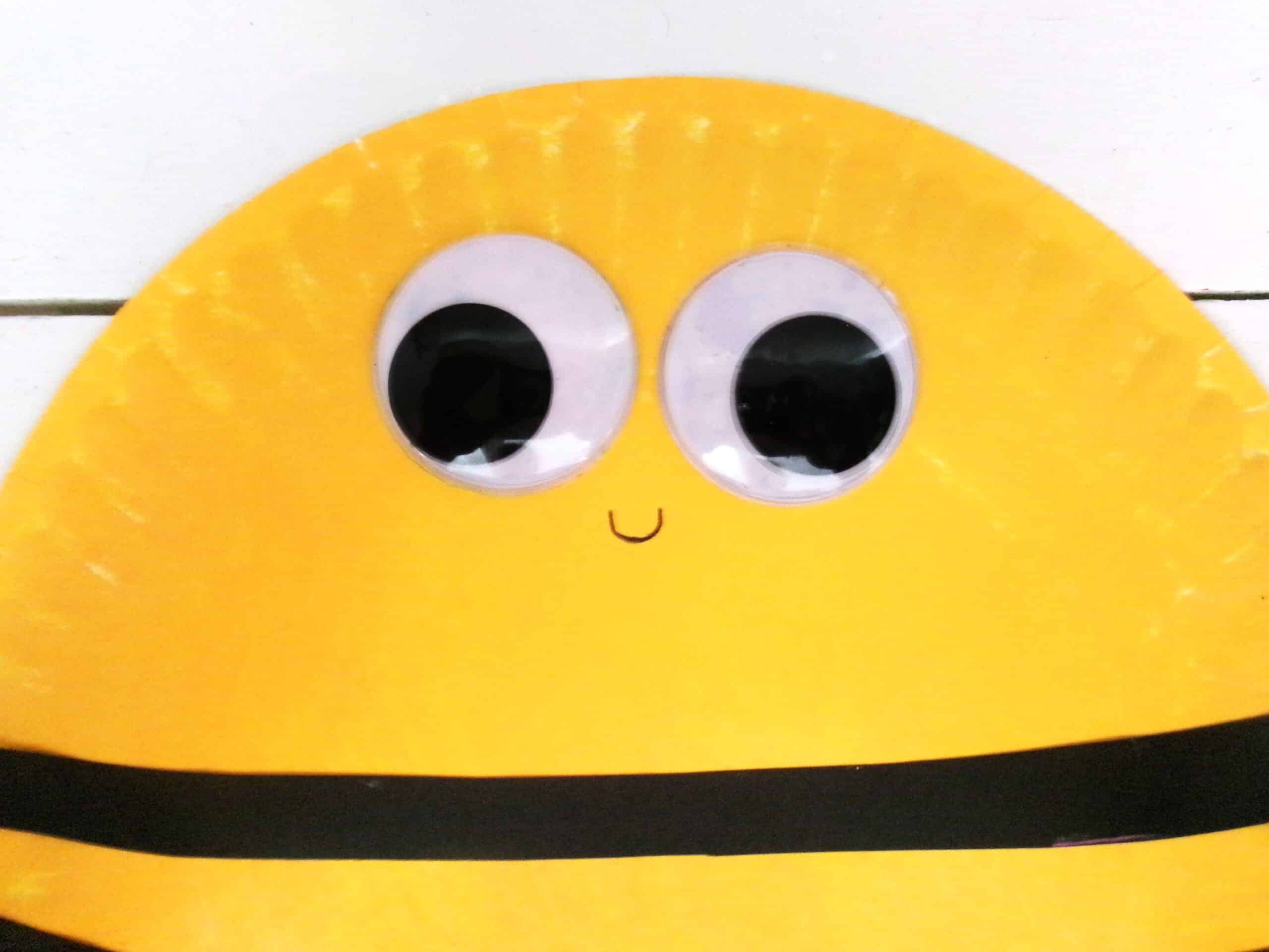Attach the googly eyes and draw a small smile at the top of the plate.