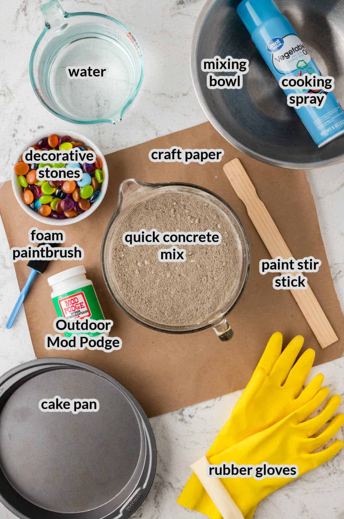 Overhead Image of the DIY Garden Stepping Stones Supplies