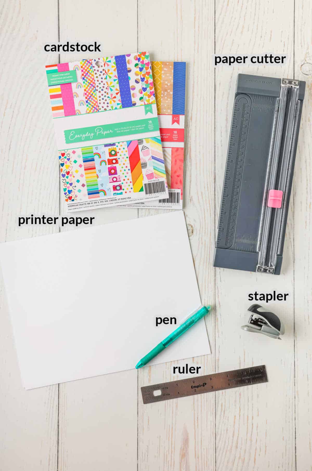 Overhead Image of the How to Make Matchbox Notebooks Supplies