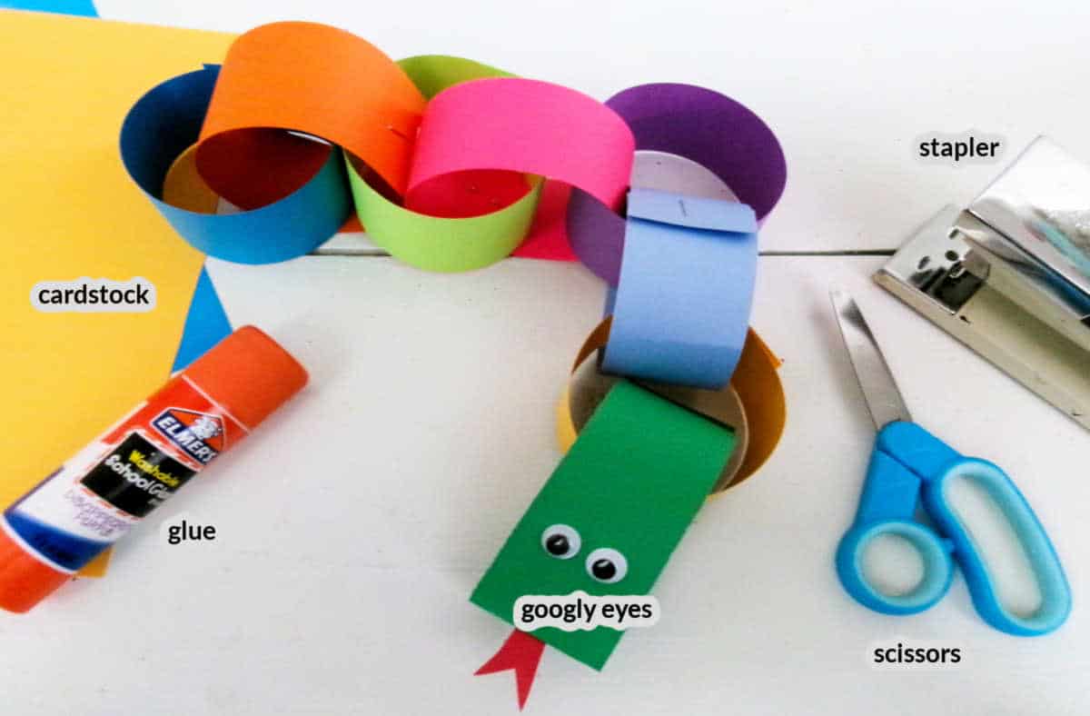 Overhead Image of the Paper Chain Snake Supplies