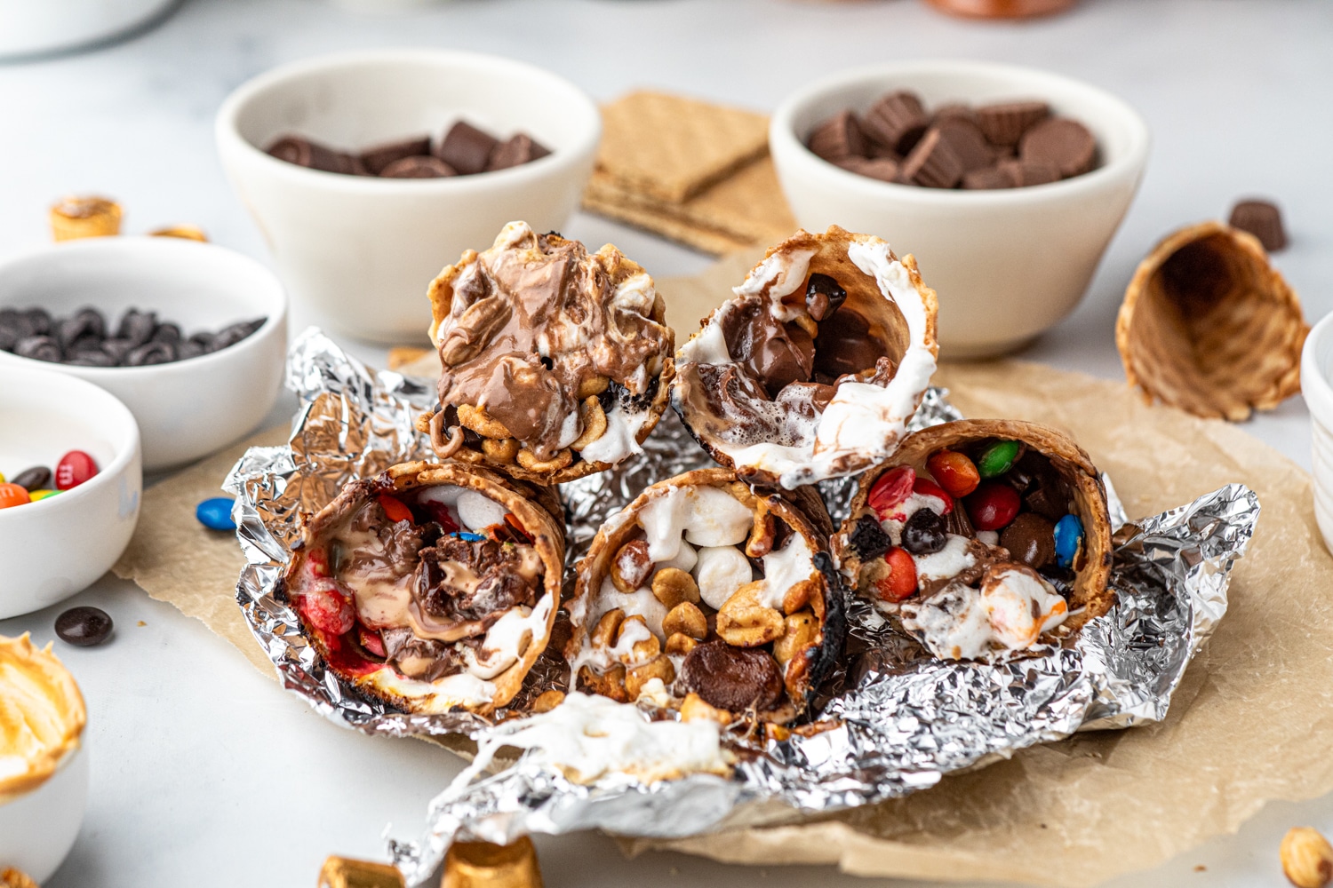 Campfire Cones unwrapped from foil hot off the fire