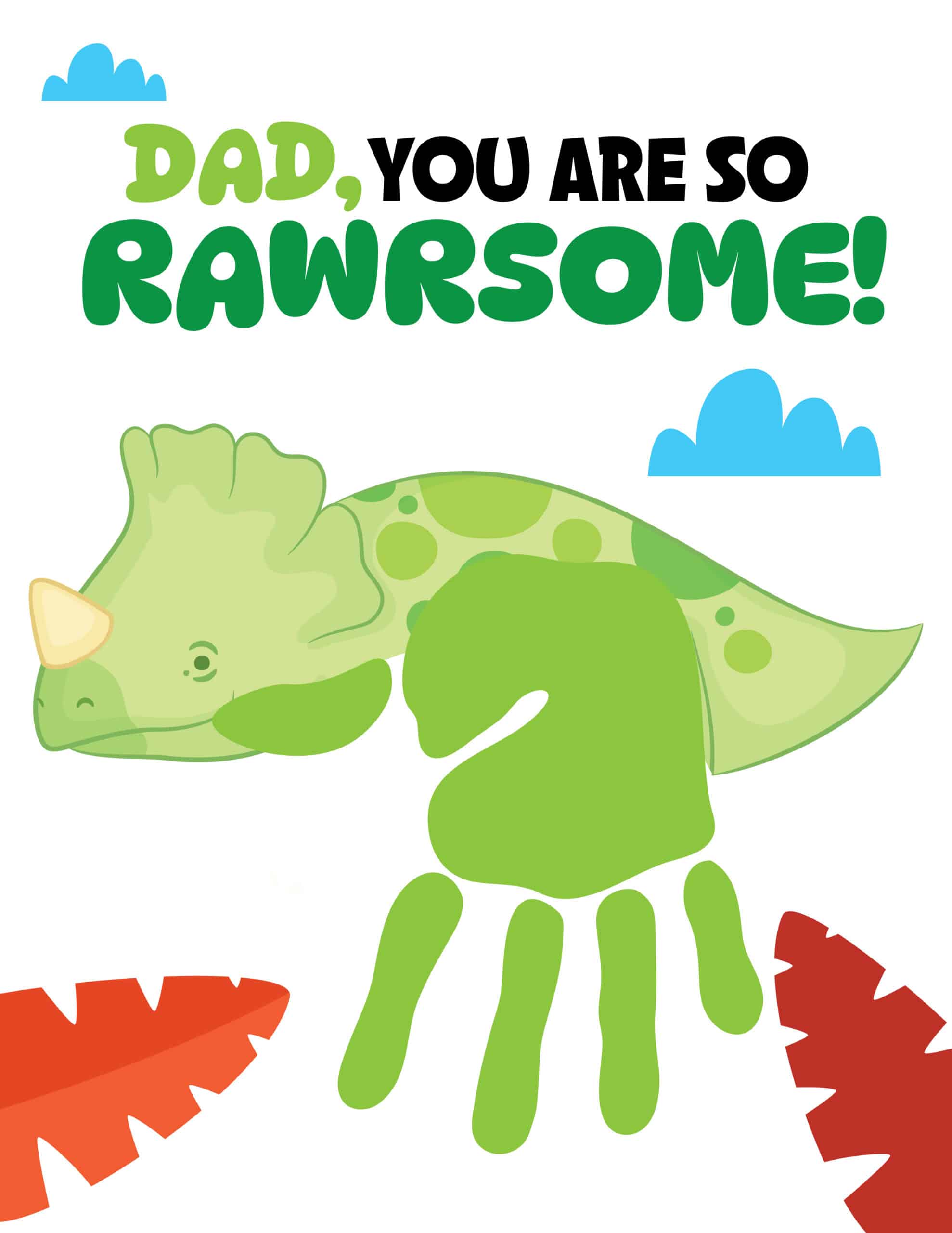 Dad You Are So Rawrsome Handprint Printable