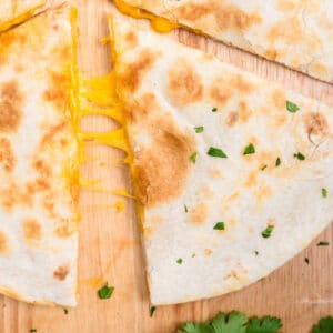 Closeup square image of Cheese Quesadilla