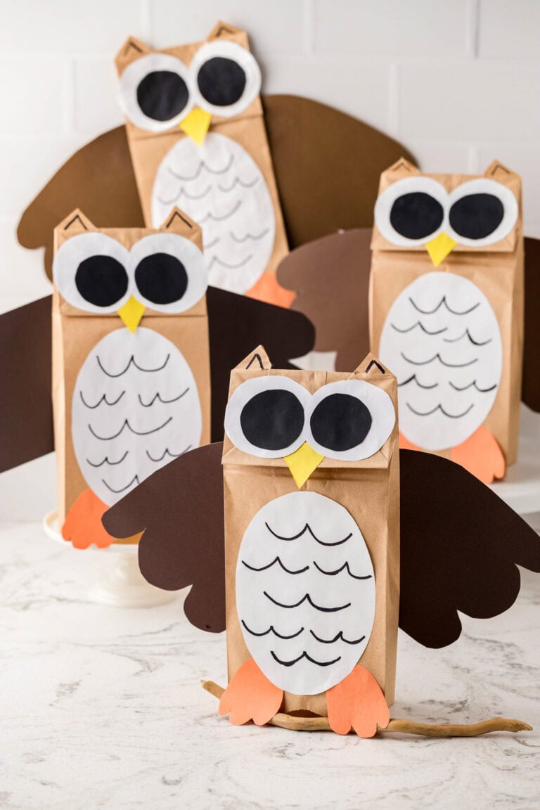 Paper Bag Owls sitting upright