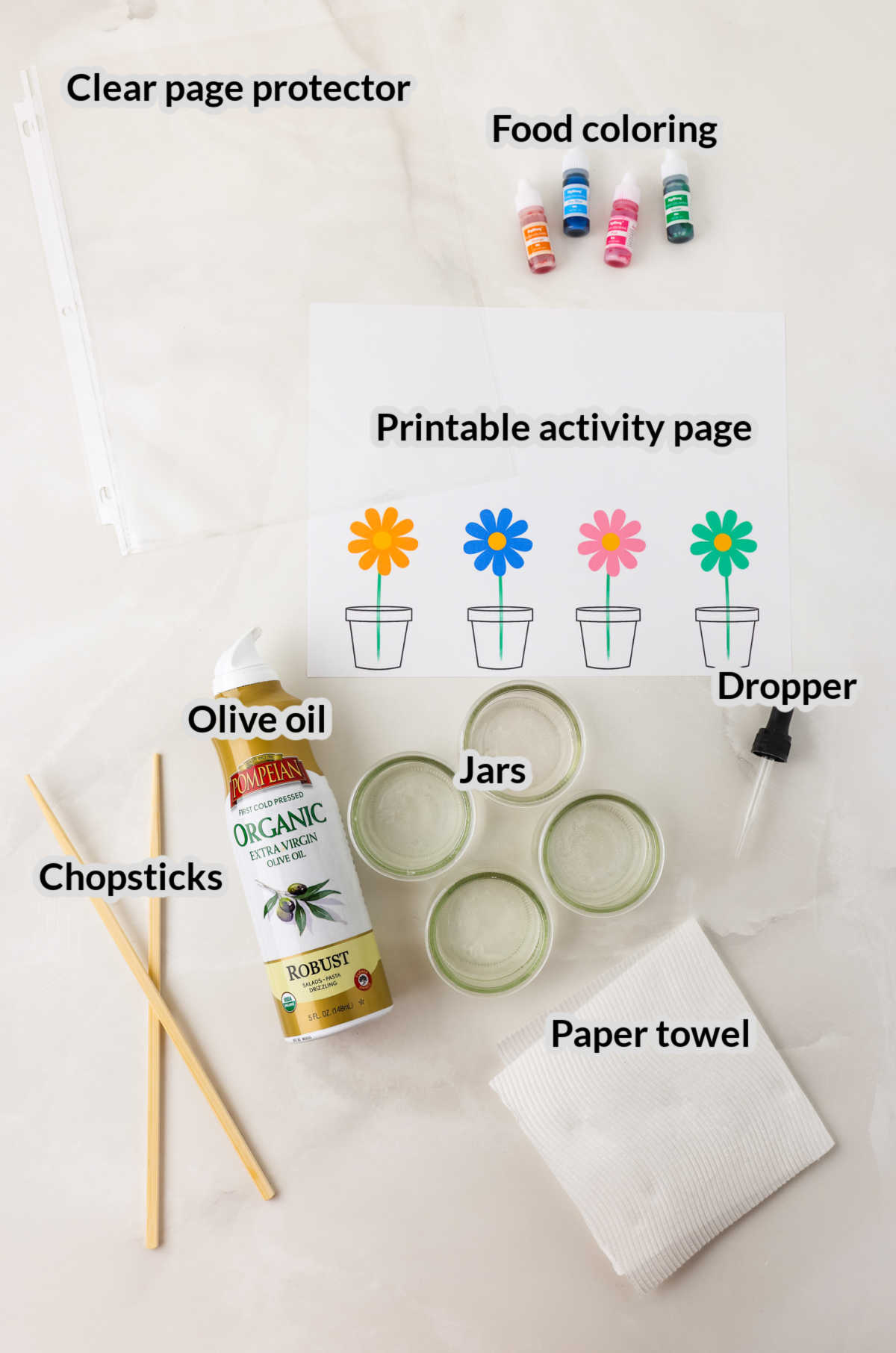 Overhead Image of Color Matching Activity Supplies