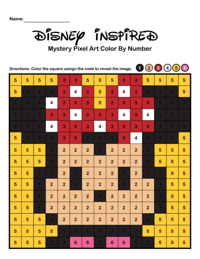 Disney Pixel Art Coloring Pages Kids Activity Zone