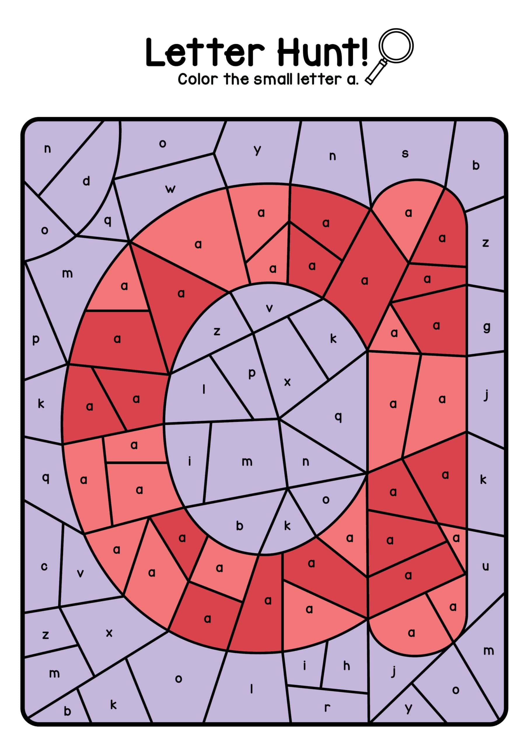 Letter A Printable coloring sheet colored in