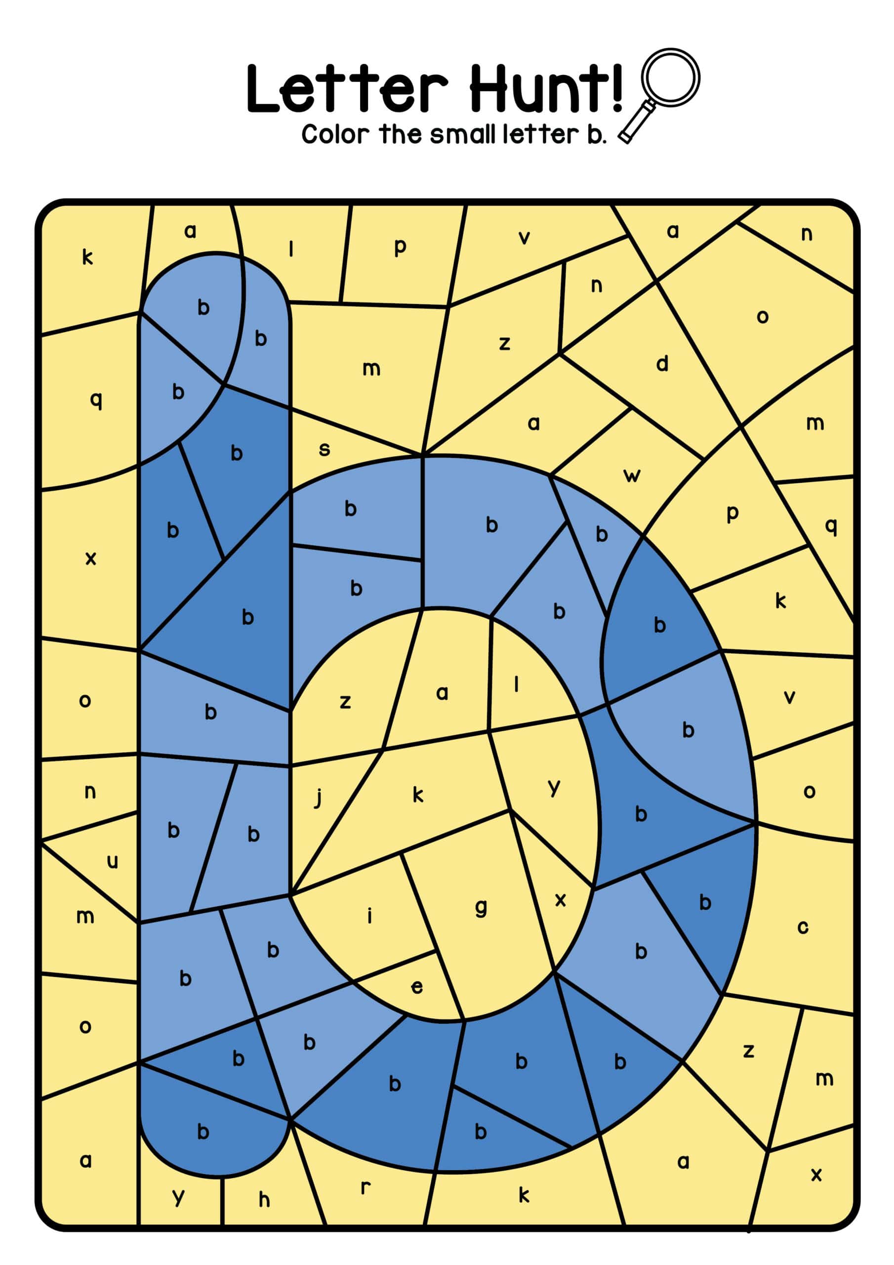 Letter b Printable coloring sheet colored in