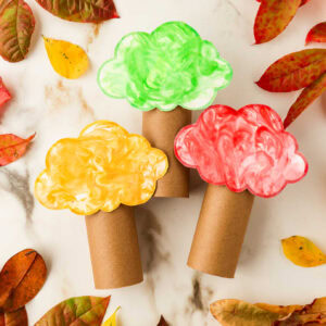 Closeup square image of Toilet Paper Roll Fall Tree Craft