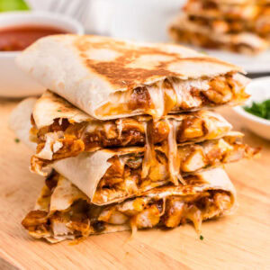 Closeup square image of Chicken Quesadillas
