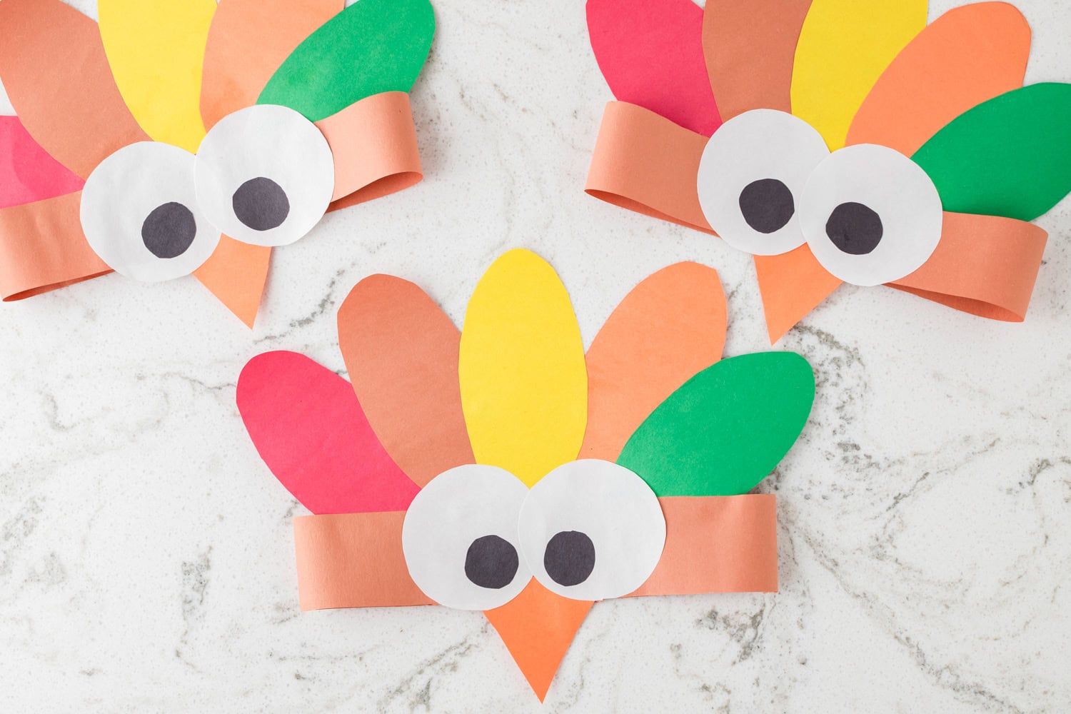 Turkey Headband Crafts laid on counter